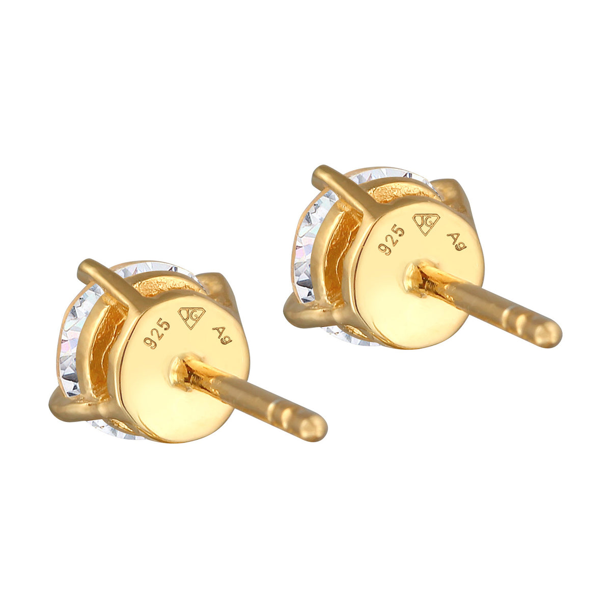 Weiß - KUZZOI | Ohrstecker Basic | Kristall (Weiß) | 925er Sterling Silber vergoldet