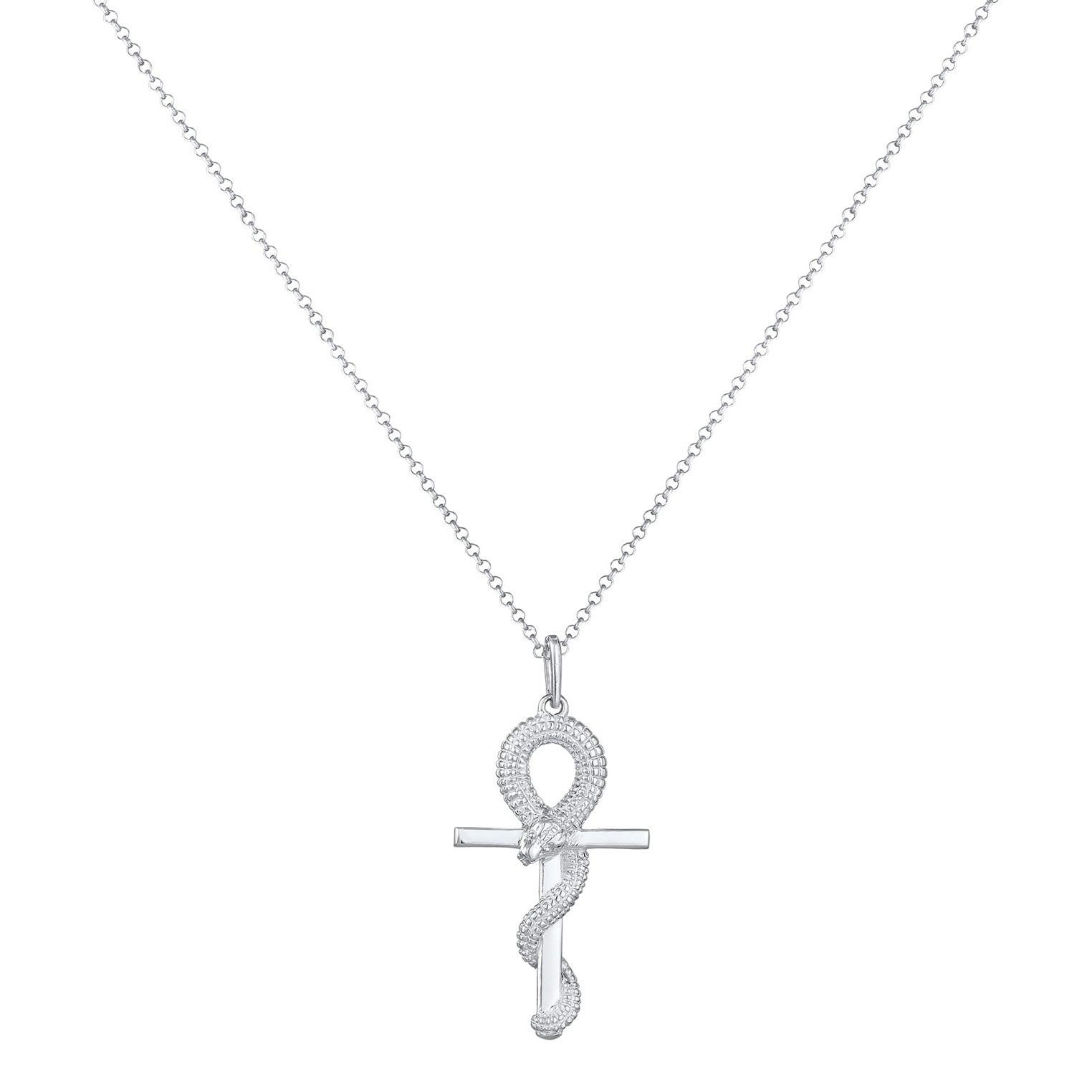 Silber - KUZZOI | Halskette Anhänger Kreuz Schlange | 925er Sterling Silber