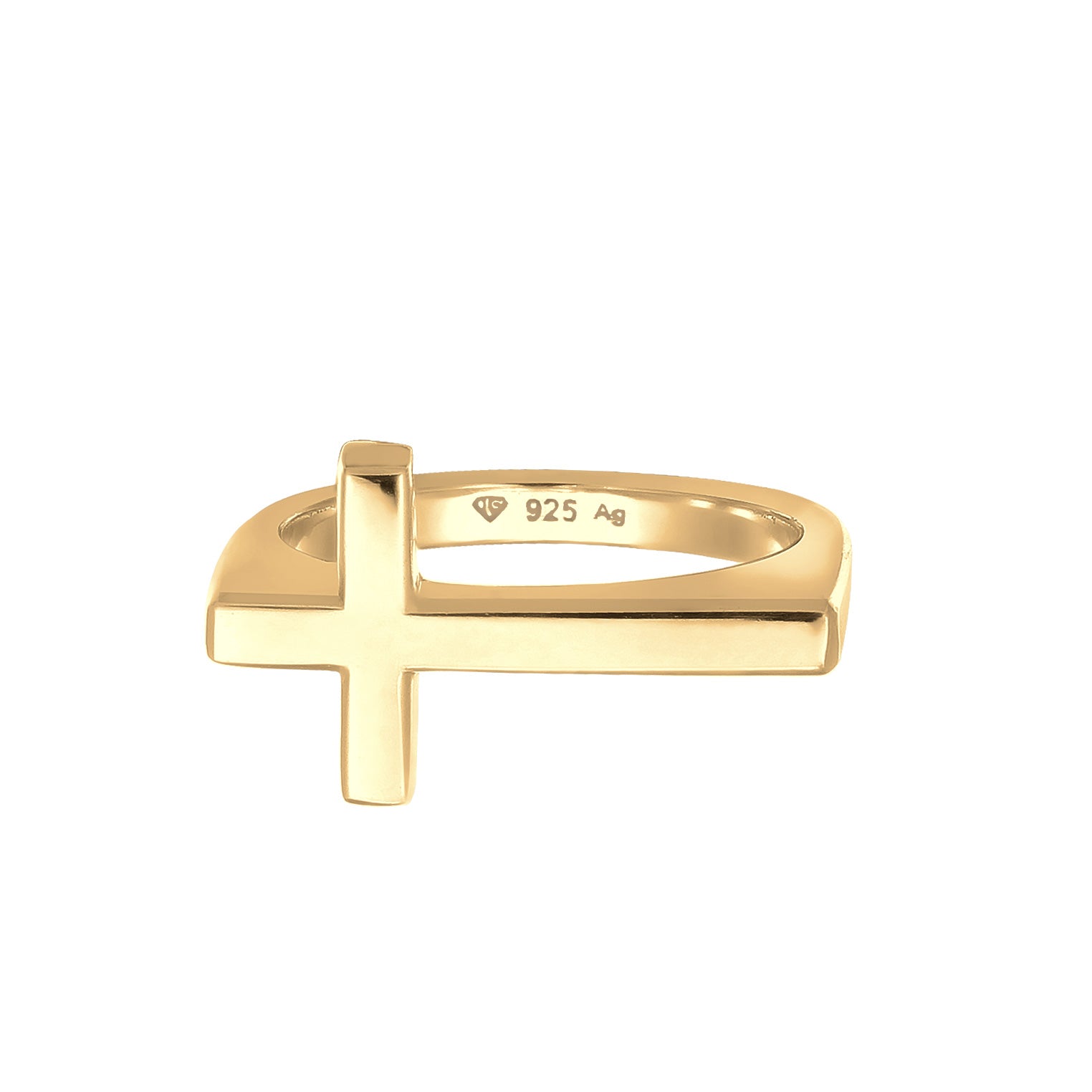 Gold - KUZZOI | Ring Kreuz Basic | 925er Sterling Silber vergoldet