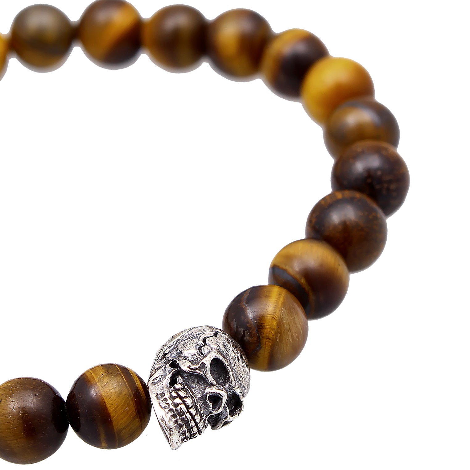 Braun - KUZZOI | Armband Totenkopf Beads | 925er Sterling Silber