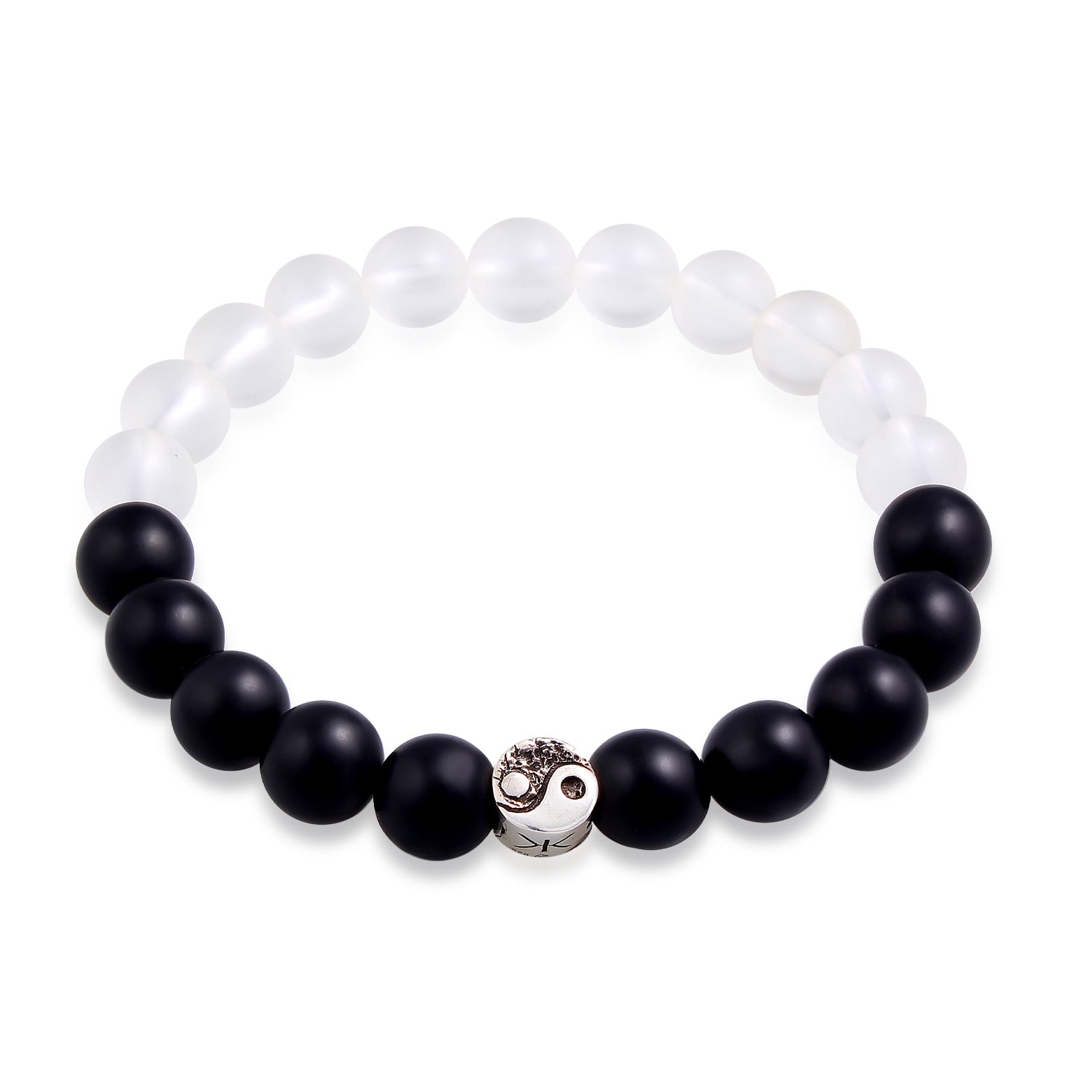 Zweifarbig - KUZZOI | Armband Yin Yang Beads | Onyx (Schwarz) | 925er Sterling Silber