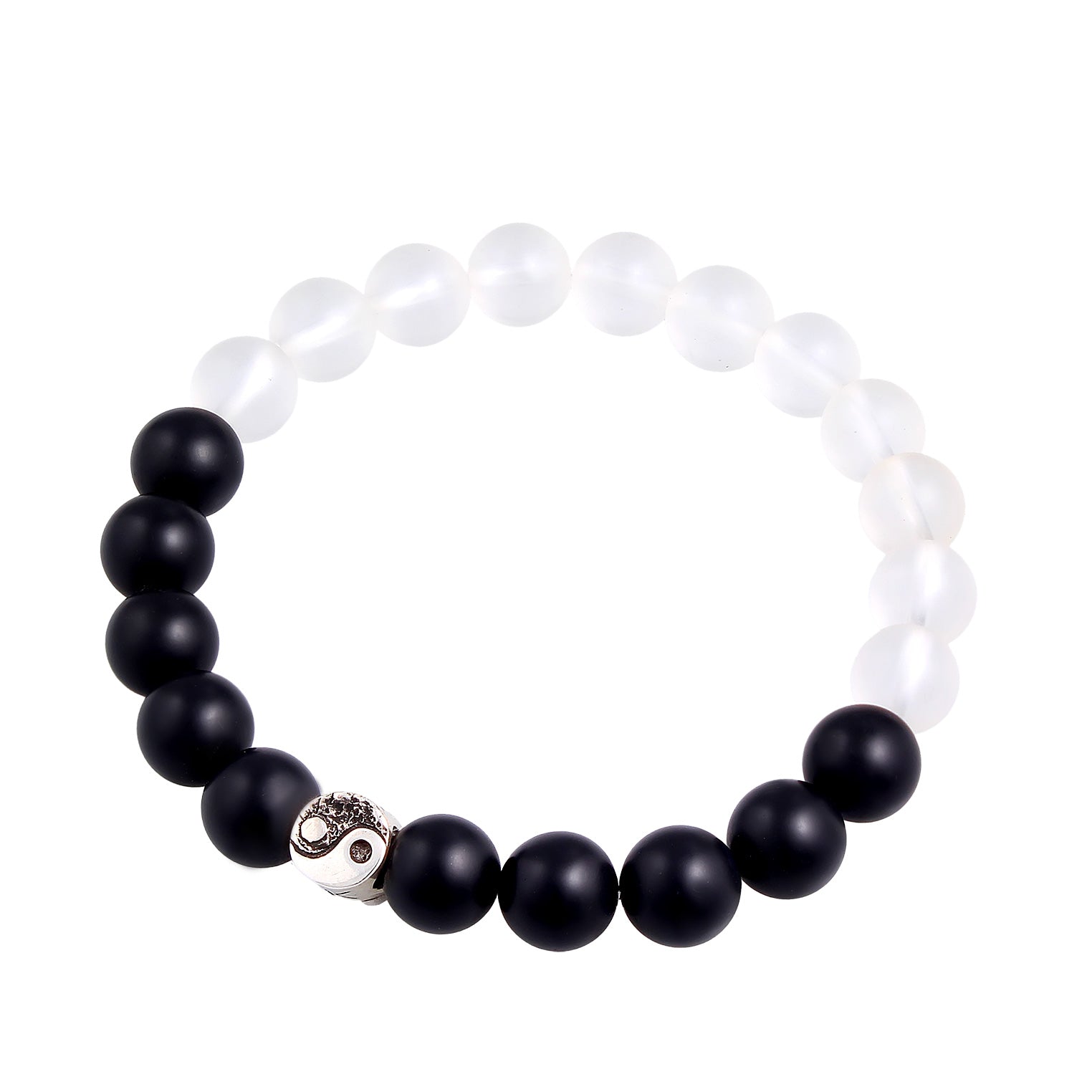 Zweifarbig - KUZZOI | Armband Yin Yang Beads | Onyx (Schwarz) | 925er Sterling Silber