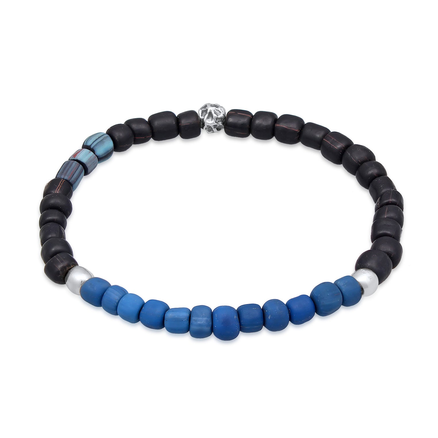 Dunkelblau - KUZZOI | Armband Beads | Glasperlen (Blau) | 925er Sterling Silber