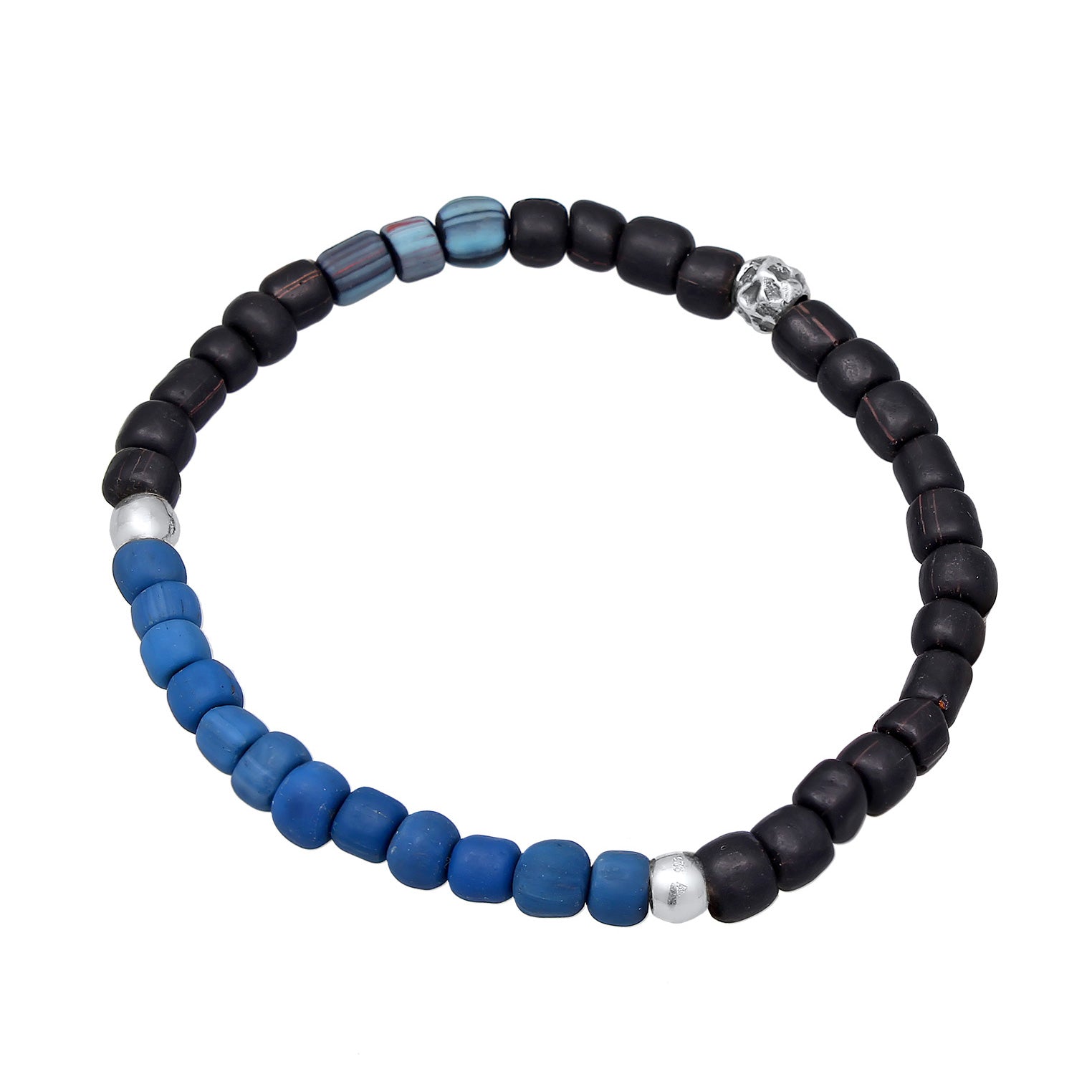 Dunkelblau - KUZZOI | Armband Beads | Glasperlen (Blau) | 925er Sterling Silber