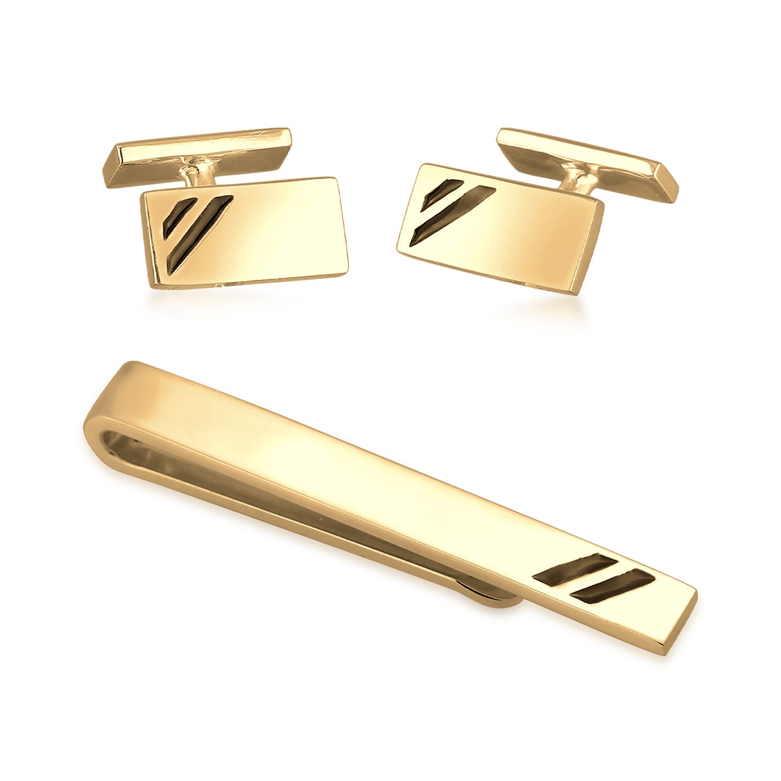 Gold - KUZZOI | Manschettenköpfe Set Elegant | 925er Sterling Silber vergoldet