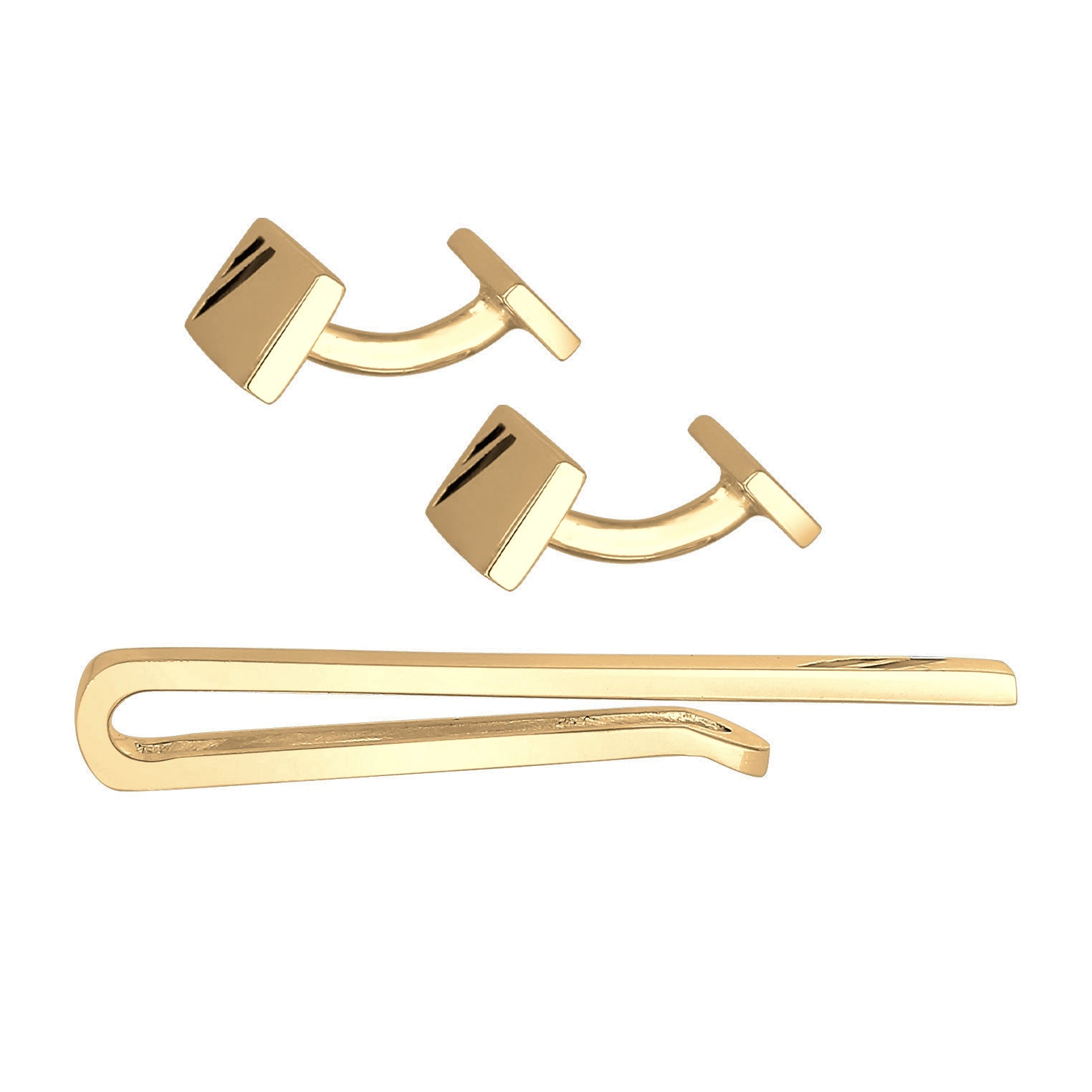 Gold - KUZZOI | Manschettenköpfe Set Elegant | 925er Sterling Silber vergoldet