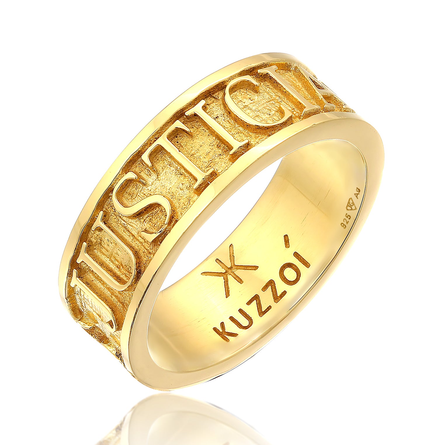 Gold - KUZZOI | Bandring Justicia Veritas | 925er Sterling Silber vergoldet