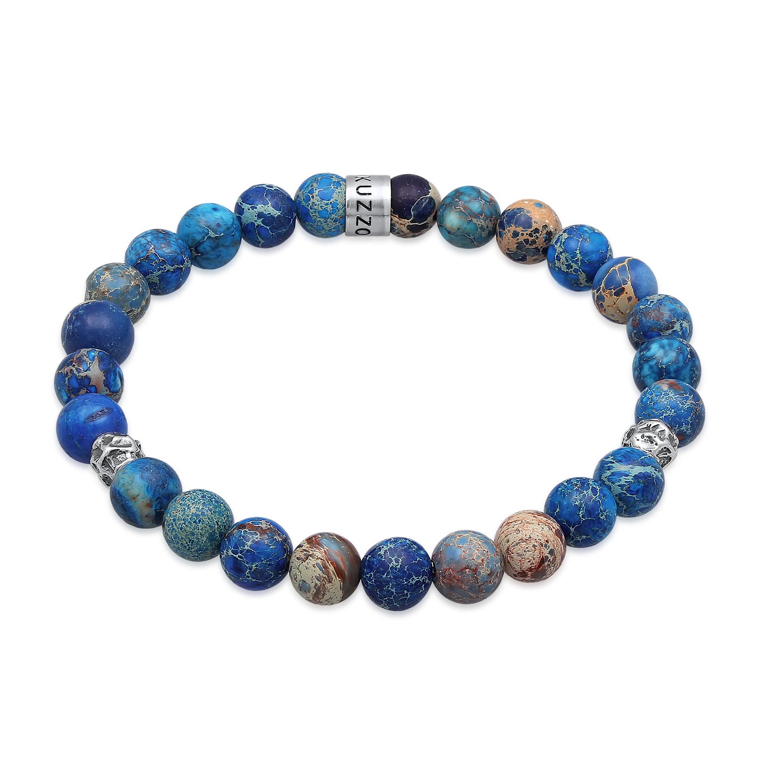 Silber - KUZZOI | Armband Beads | Achat (Blau) | 925er Sterling Silber