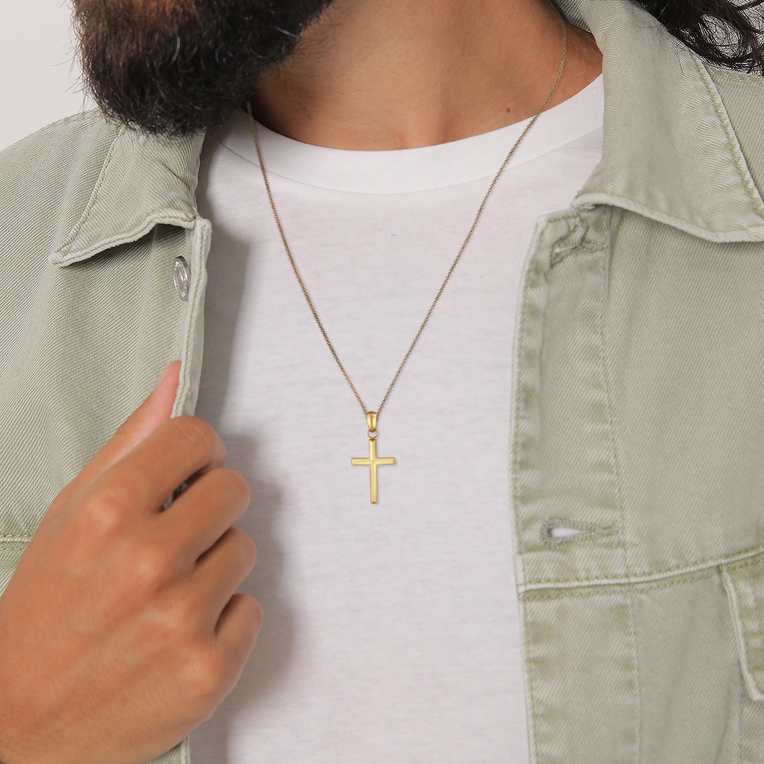 Gold - KUZZOI | Anhänger Kreuz | 925er Sterling Silber vergoldet