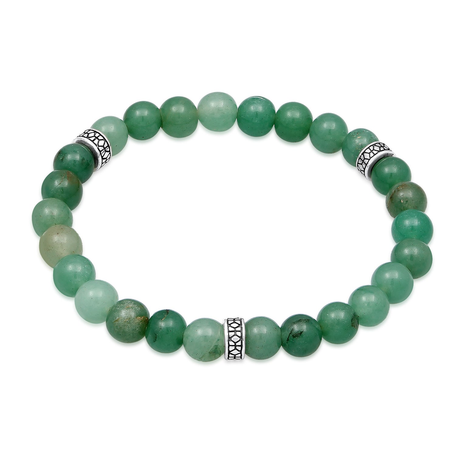 Hellgrün - KUZZOI | Armband Beads | Aventurin (Grün) | 925er Sterling Silber