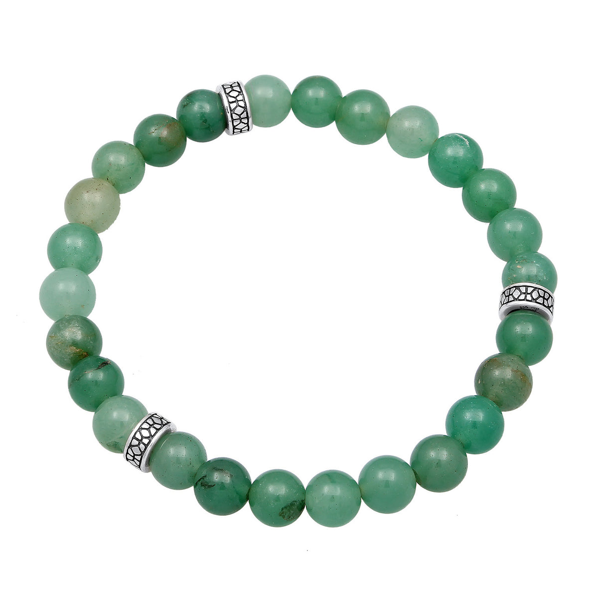 Hellgrün - KUZZOI | Armband Beads | Aventurin (Grün) | 925er Sterling Silber