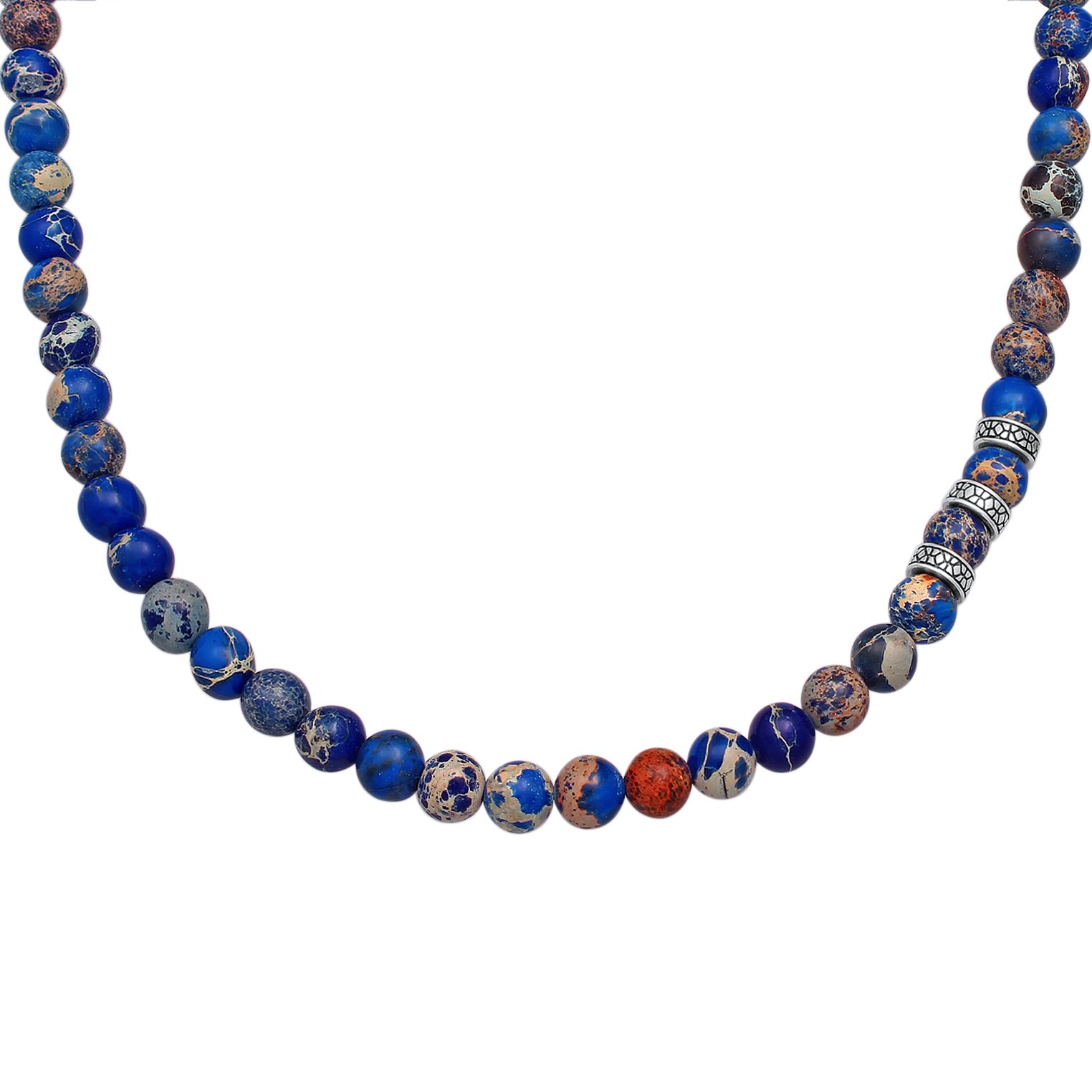 Dunkelblau - KUZZOI | Halskette Beads | Achat (Blau) | 925er Sterling Silber