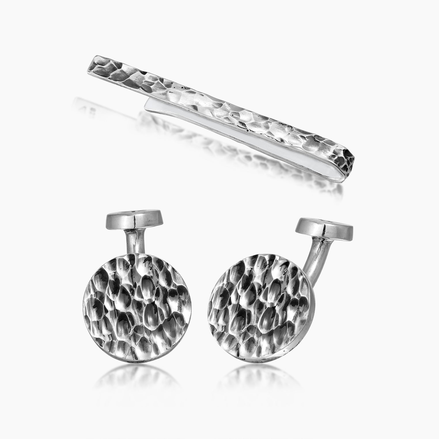 Schwarz - KUZZOI | Schmuckset Manschettenknöpfe Krawattennadel | 925er Sterling Silber oxidiert