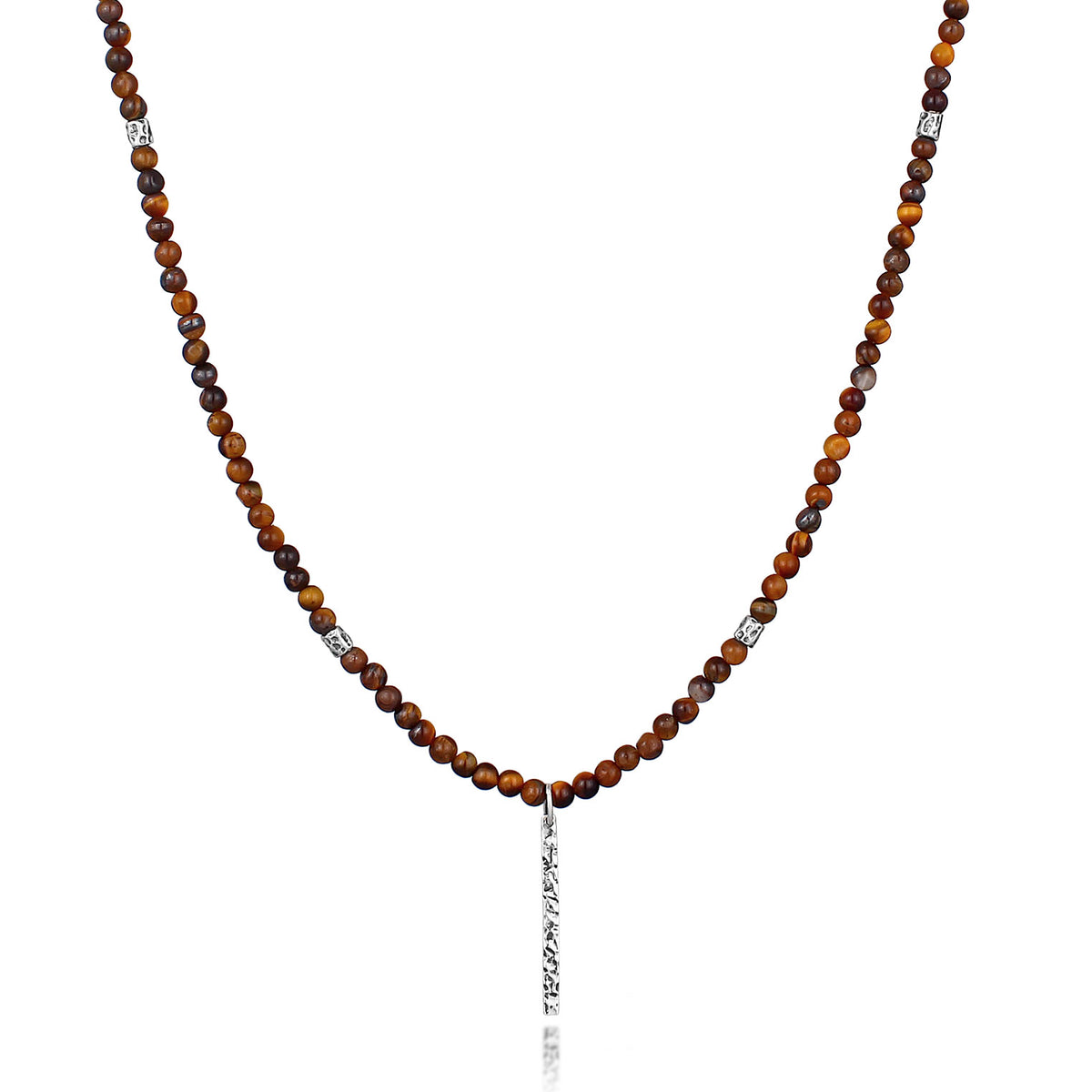 Schwarz - KUZZOI | Halskette Barren Anhänger | Tigerauge (Braun) | 925er Sterling Silber