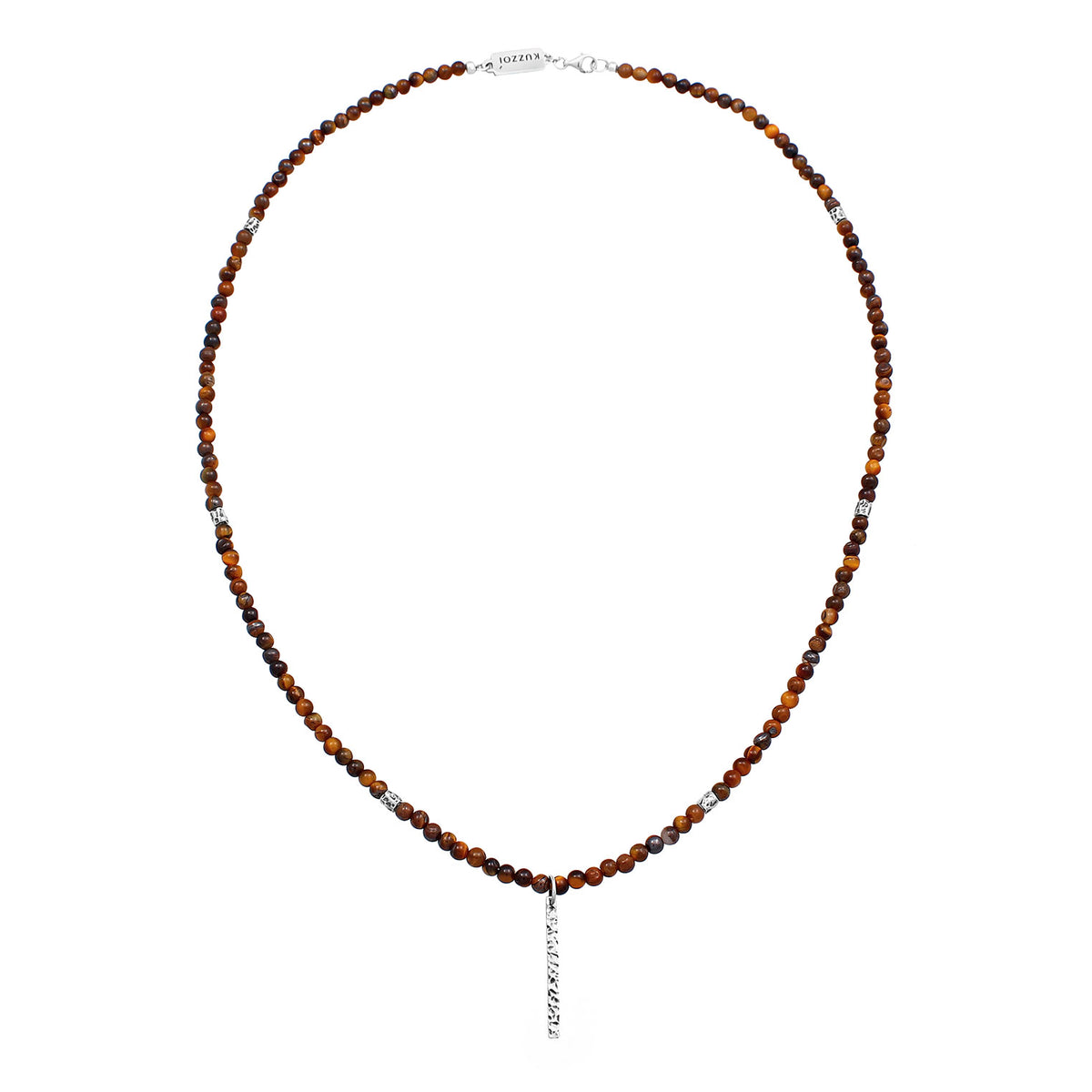 Schwarz - KUZZOI | Halskette Barren Anhänger | Tigerauge (Braun) | 925er Sterling Silber