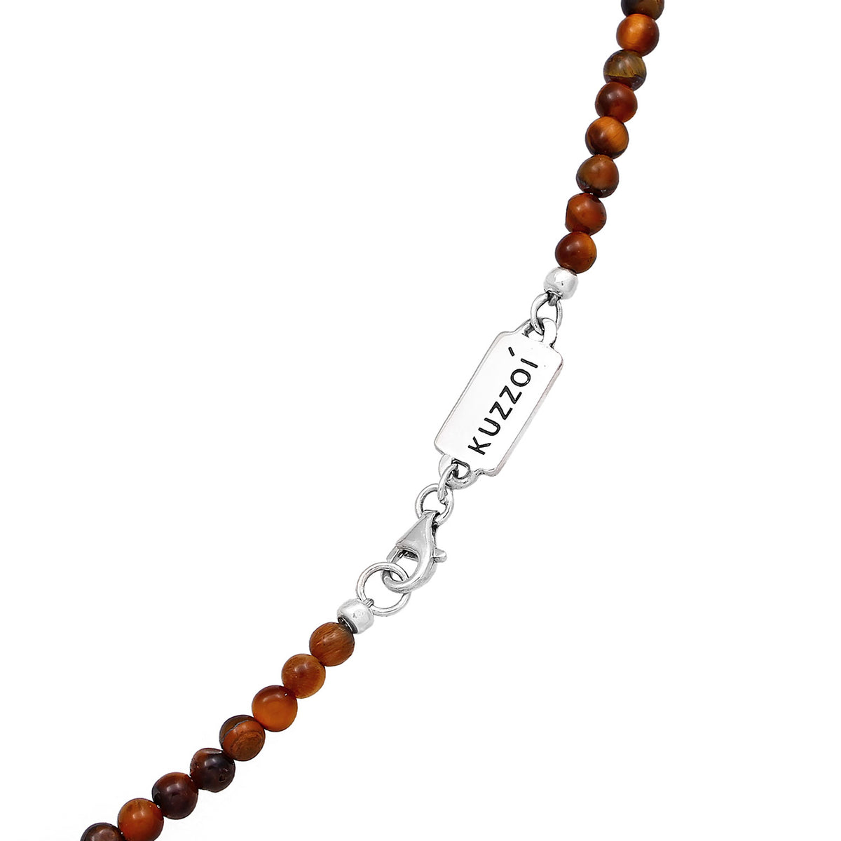 Schwarz - KUZZOI | Halskette Barren Anhänger | Tigerauge (Braun) | 925er Sterling Silber