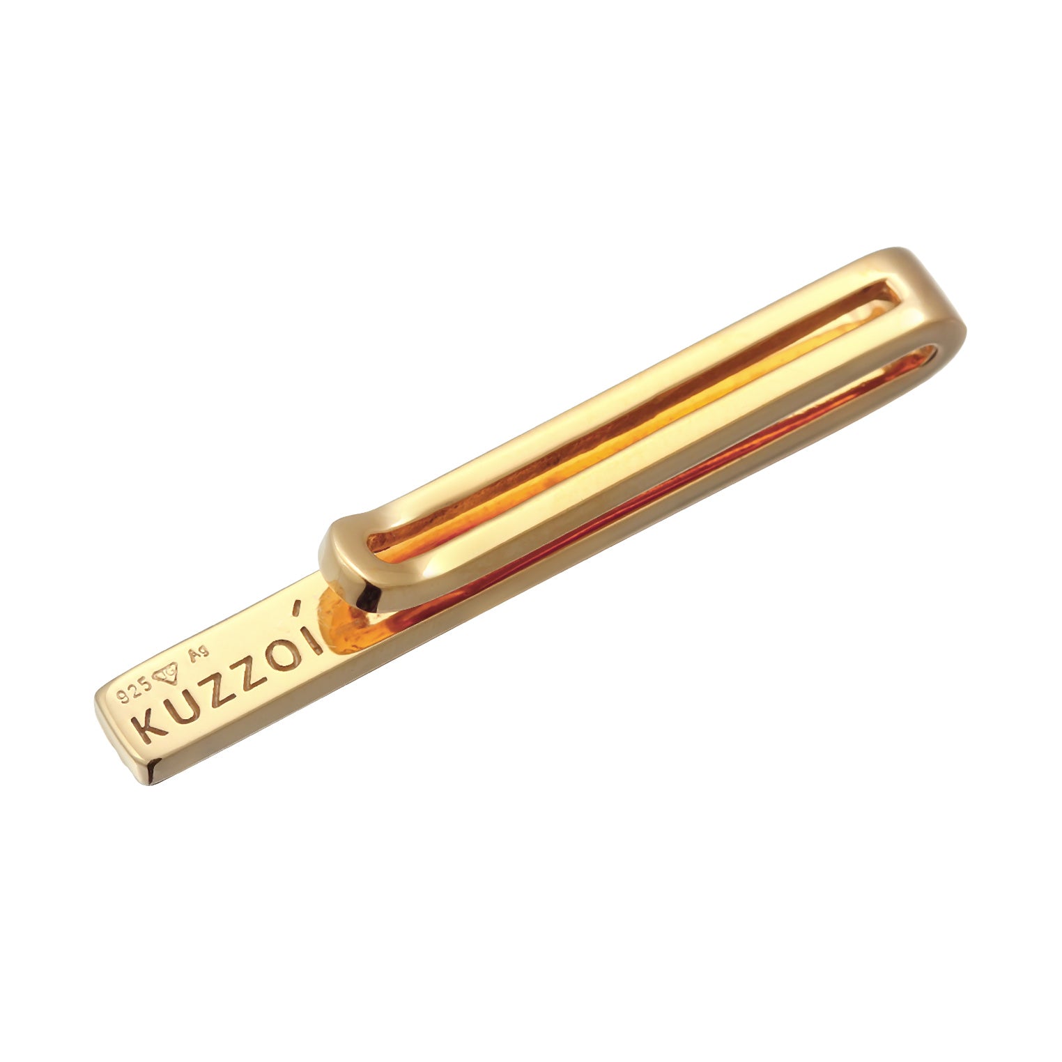 Gold - KUZZOI | Krawattennadel Rillen Design | 925 Sterling Silber vergoldet
