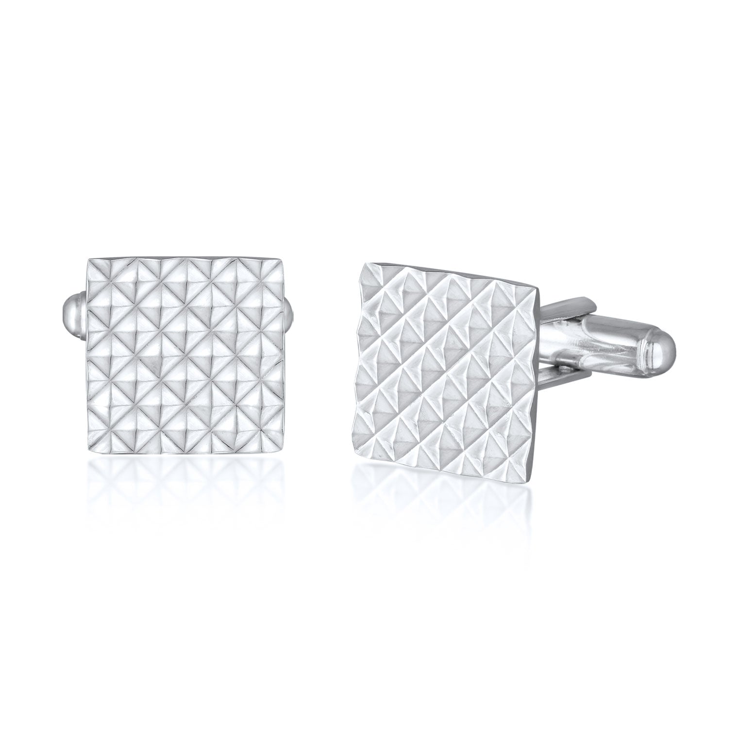 Silber - KUZZOI | Manschettenknopf Pyramiden Design | 925er Sterling Silber
