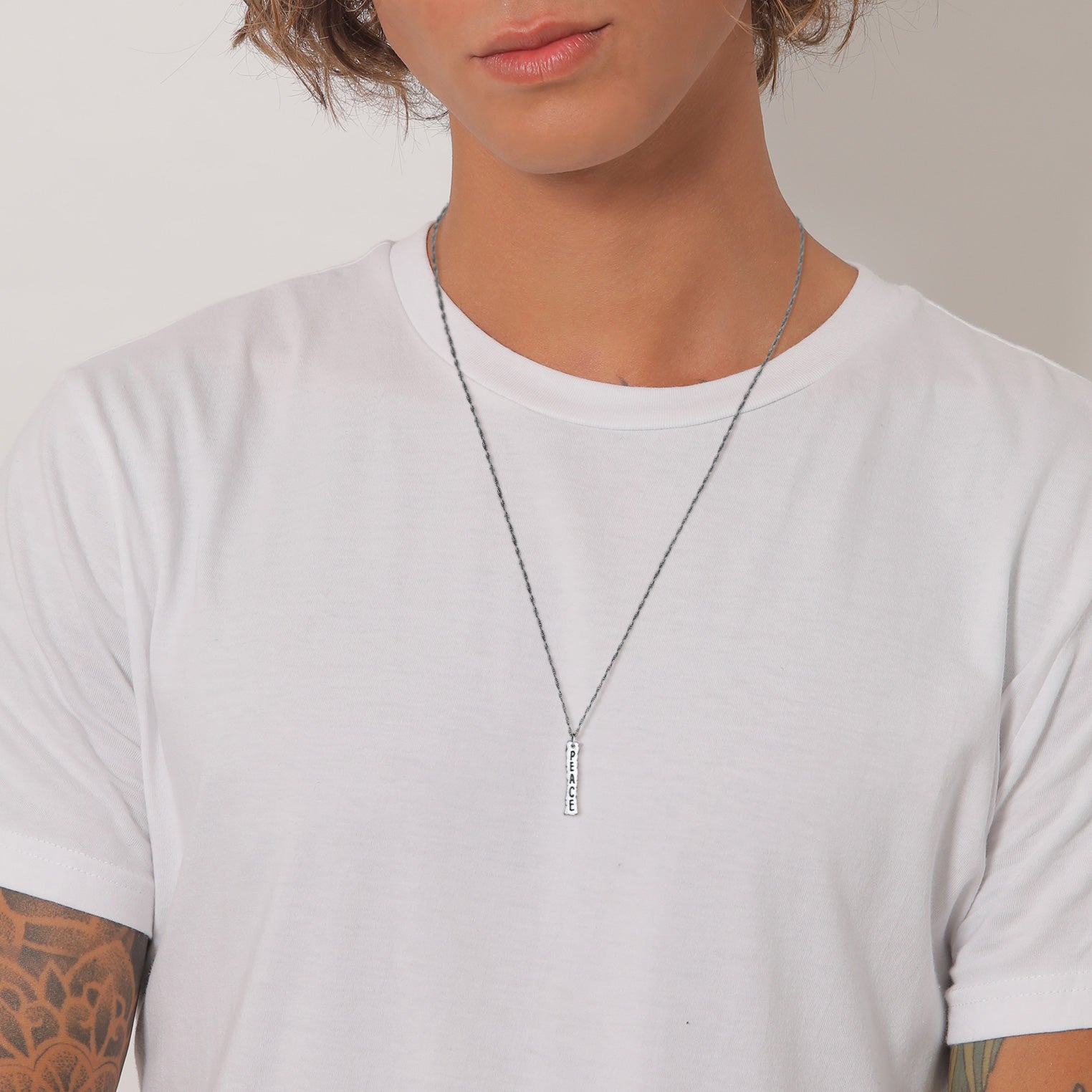 Silber - KUZZOI | Figaro-Halskette Peace | 925er Sterling Silber