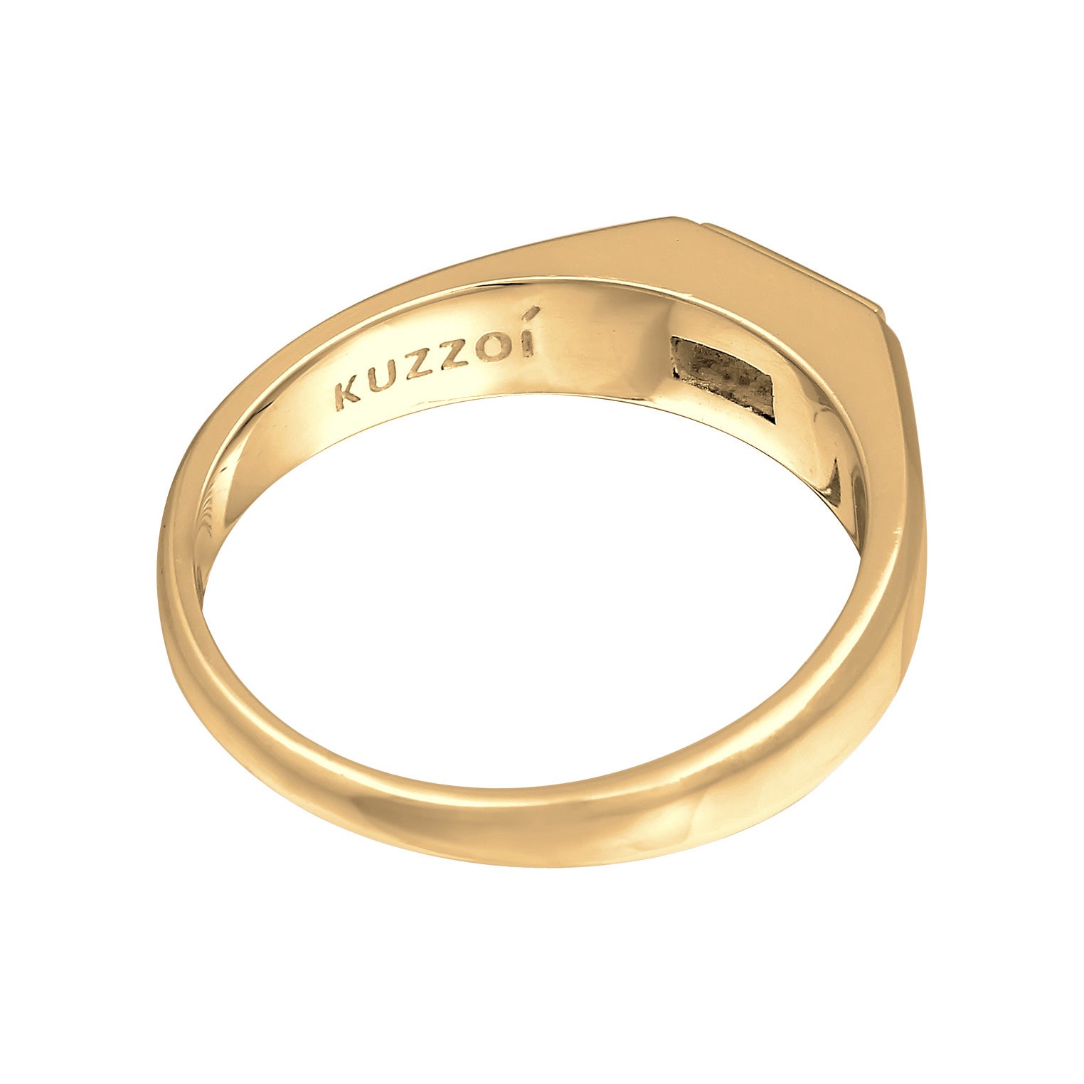 Gold - KUZZOI | Siegelring Quadrat | Topas (Weiß) | 925er Sterling Silber vergoldet