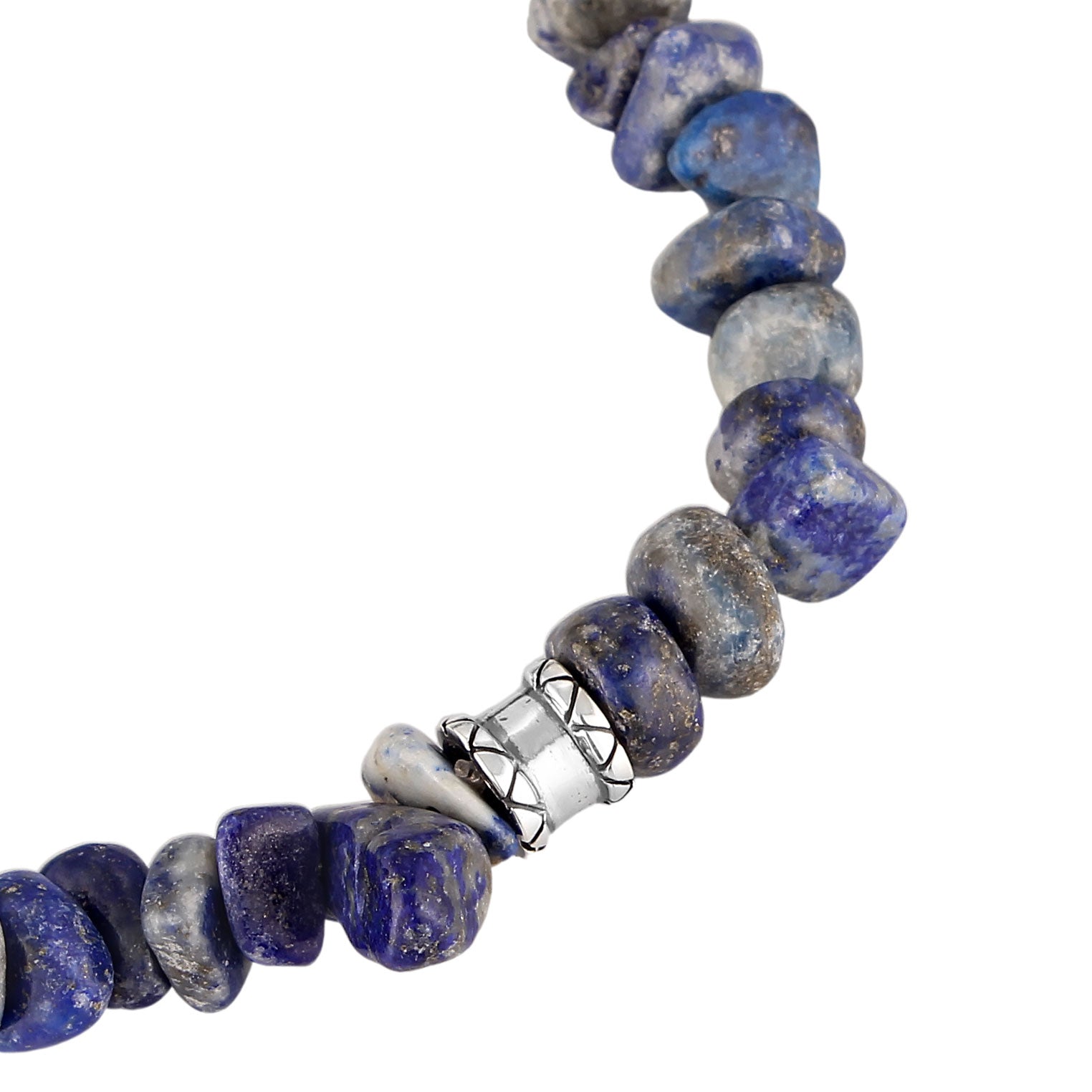 Silber - KUZZOI | Armband Beads Vintage | Lapiz Lazuli Steine (Blau) | 925er Sterling Silber