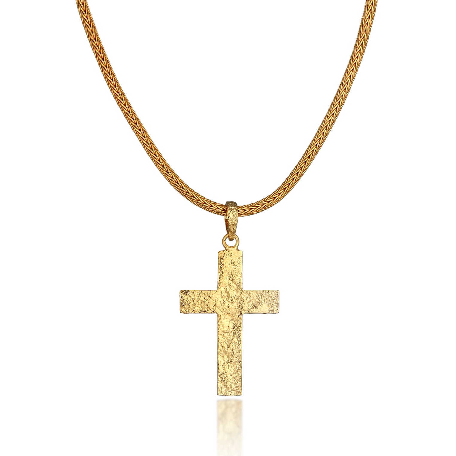 Gold - KUZZOI | Schlangen-Halskette Kreuz | 925er Sterling Silber vergoldet