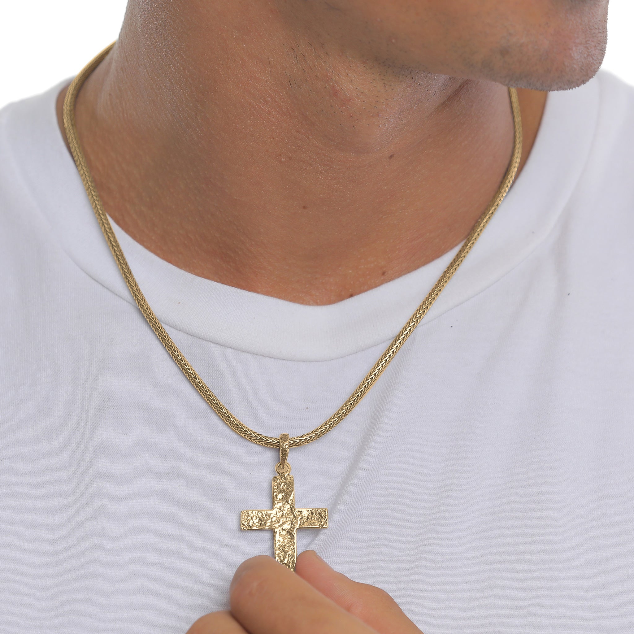 Gold - KUZZOI | Schlangen-Halskette Kreuz | 925er Sterling Silber vergoldet