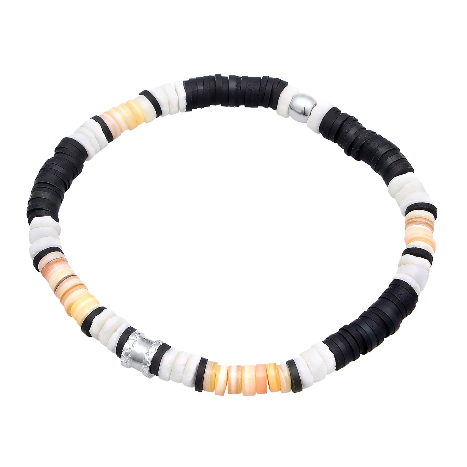 Schwarz - KUZZOI | Armband Beads | Heishi Perlen | 925er Sterling Silber