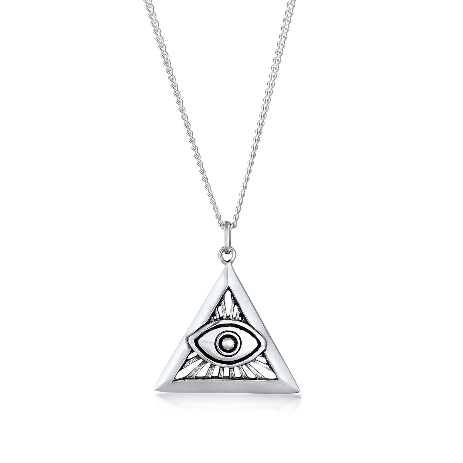 Silber - KUZZOI | Halskette Dreieck Evil Eye | 925er Sterling Silber