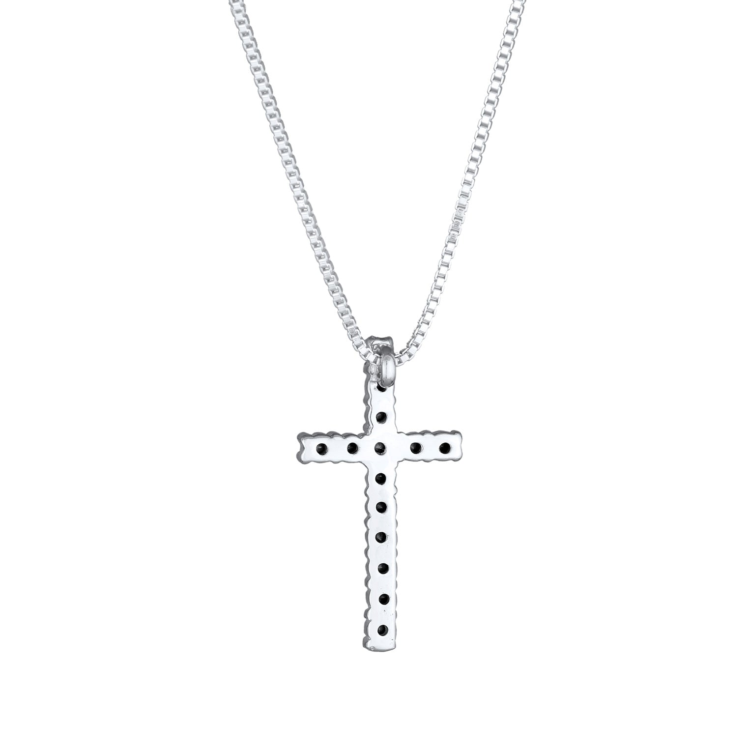 Weiß - KUZZOI | Halskette Kreuz | Mit Kristallen von Swarovski® (Weiß) | 925er Sterling Silber