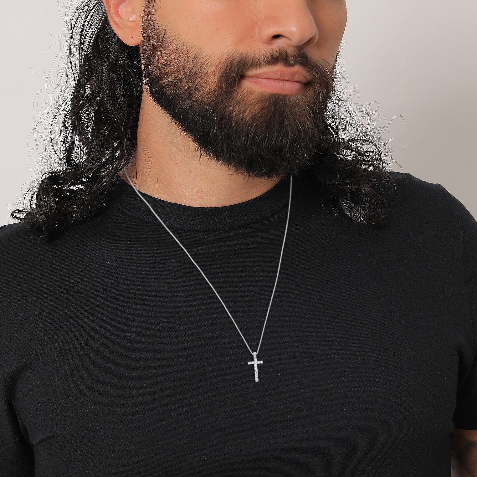 Weiß - KUZZOI | Halskette Kreuz | Mit Kristallen von Swarovski® (Weiß) | 925er Sterling Silber