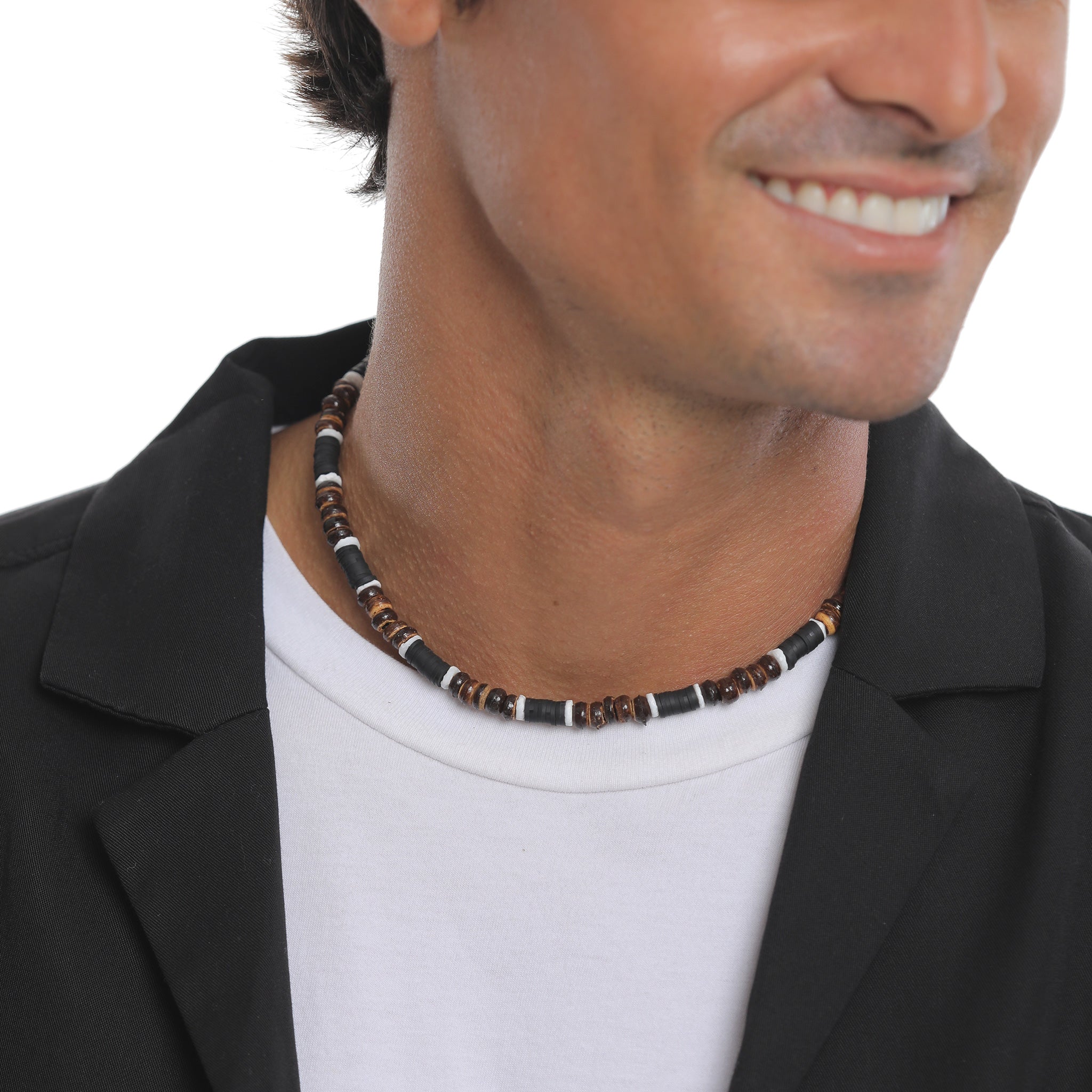 Schwarz - KUZZOI | Halskette Surfer Style | Heishi Beads | 925er Sterling Silber
