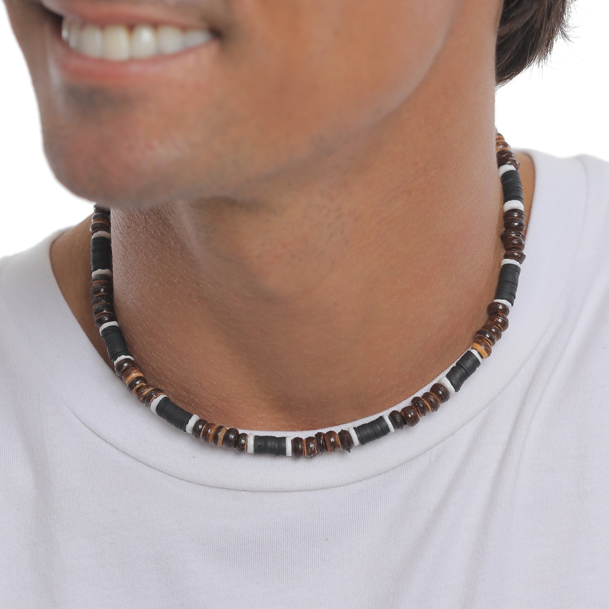 Schwarz - KUZZOI | Halskette Surfer Style | Heishi Beads | 925er Sterling Silber