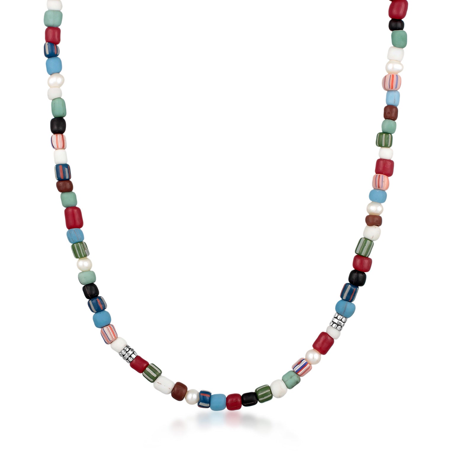 Zweifarbig - KUZZOI | Halskette Glas Beads | Süßwasserperlen | 925er Sterling Silber