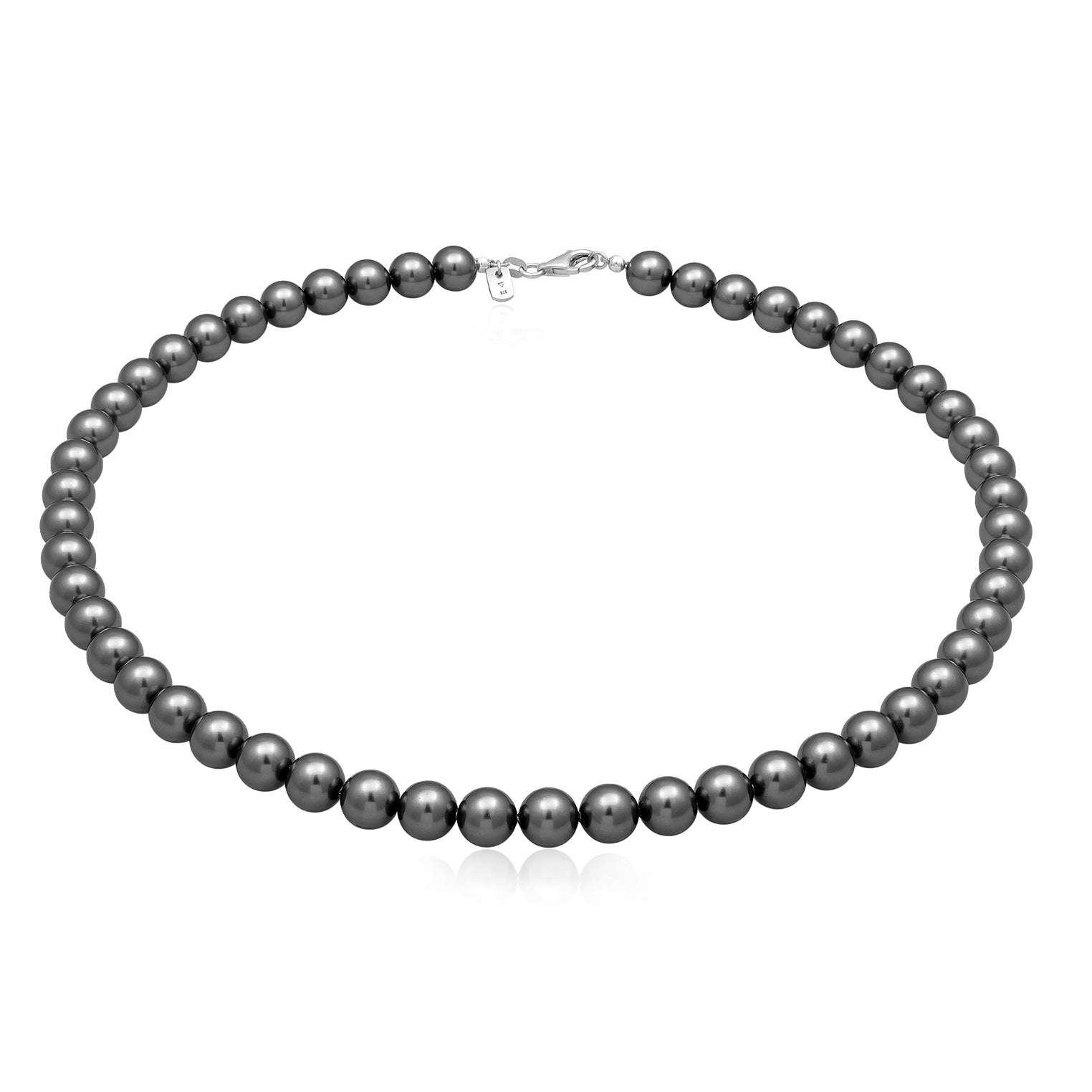 Grau - KUZZOI | Halskette | Perlen (Anthrazit) | 925er Sterling Silber