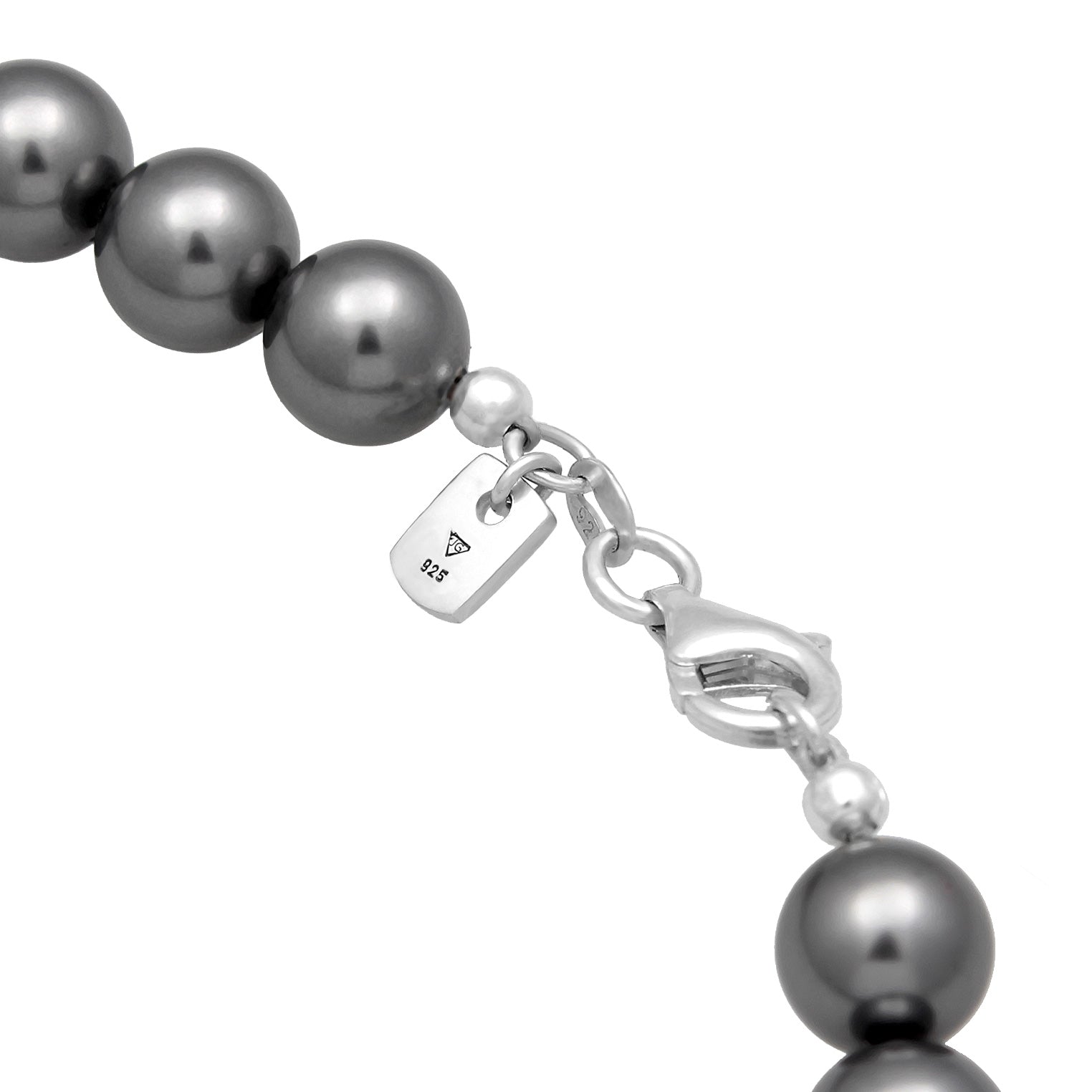 Grau - KUZZOI | Halskette | Mit Perlen von Swarovski® (Anthrazit) | 925er Sterling Silber