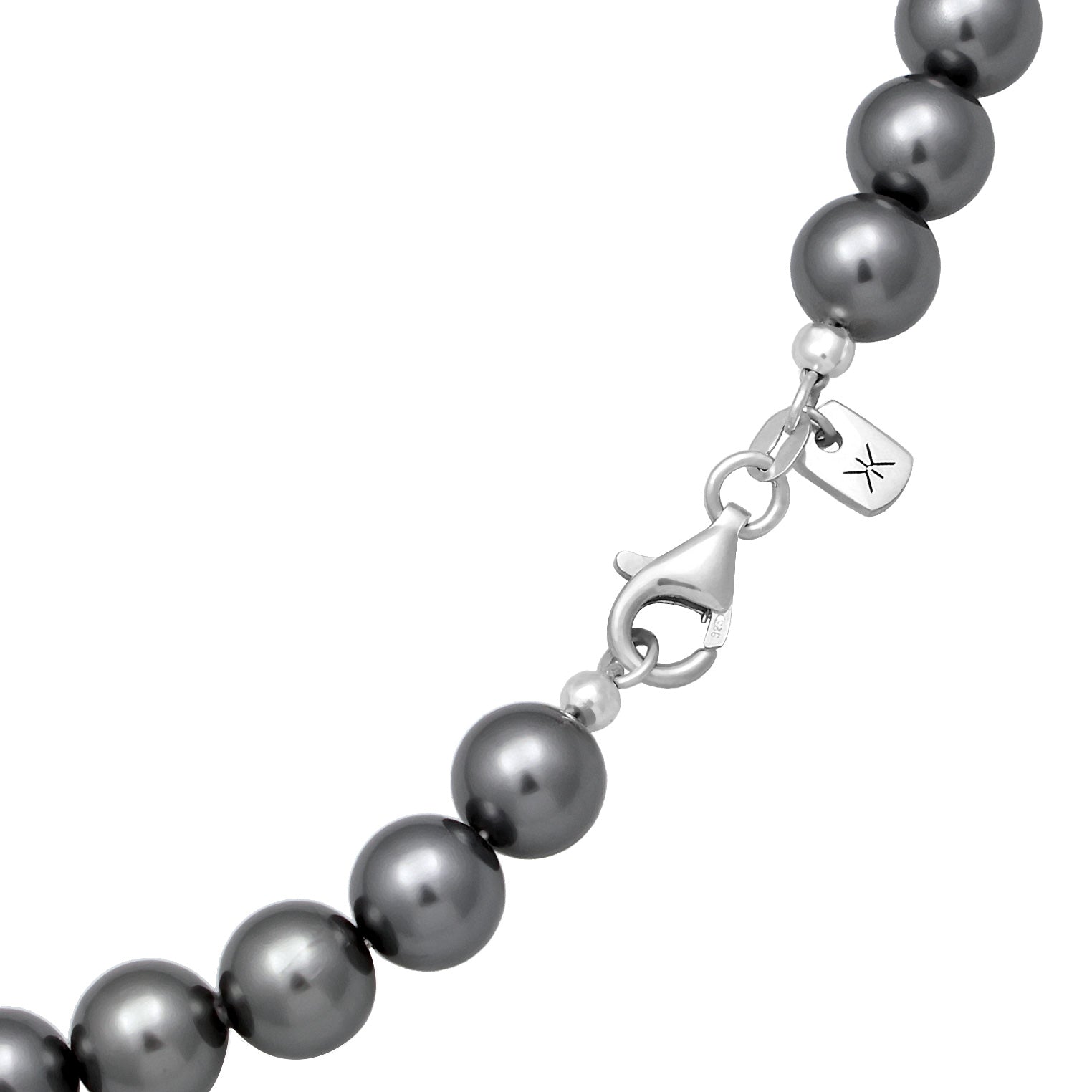Grau - KUZZOI | Halskette | Perlen (Anthrazit) | 925er Sterling Silber