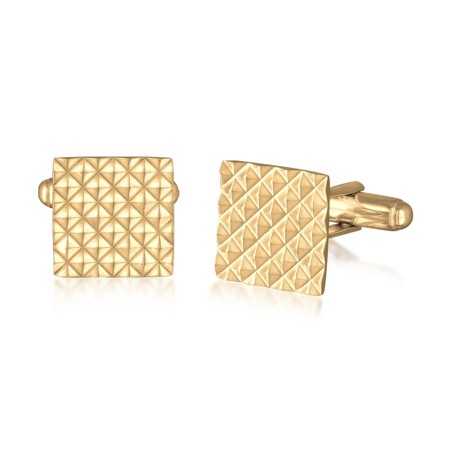 Gold - KUZZOI | Manschettenknopf Pyramiden Design | 925er Sterling Silber Vergoldet