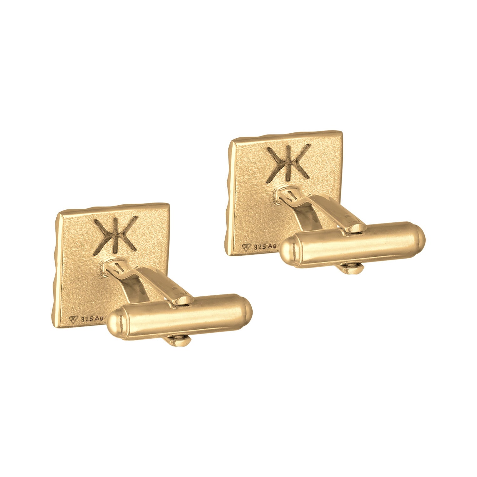 Gold - KUZZOI | Manschettenknopf Pyramiden Design | 925er Sterling Silber Vergoldet