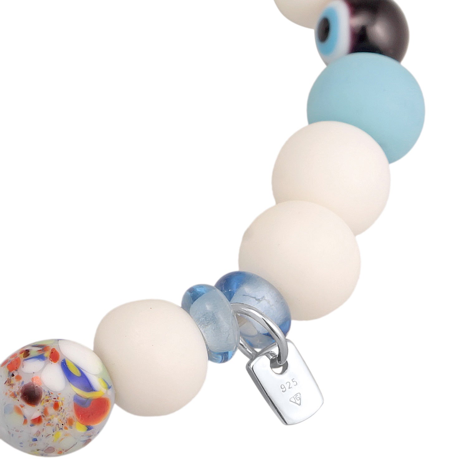 Weiß - KUZZOI | Armband mit Smiling Face | Harzperlen | 925er Sterling Silber