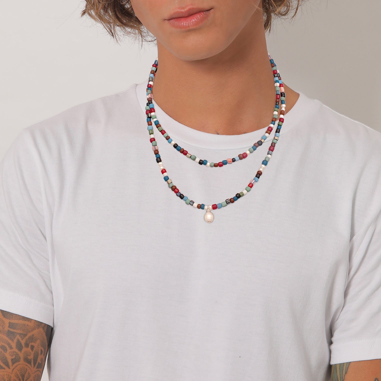 Zweifarbig - KUZZOI | Layer-Halskette Beads | 925er Sterling Silber Vergoldet