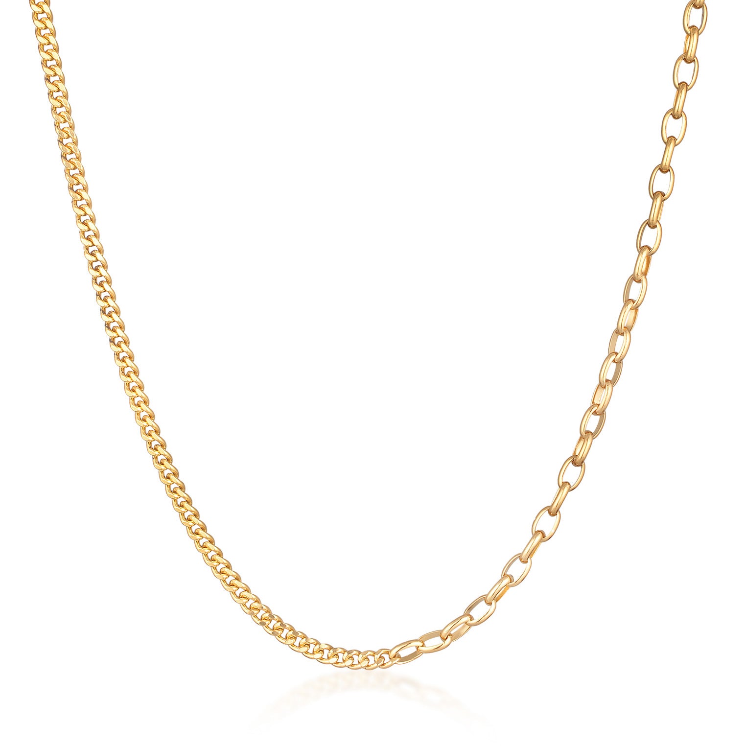 Gold - KUZZOI | Glieder-Halskette Basic | 925er Sterling Silber Vergoldet