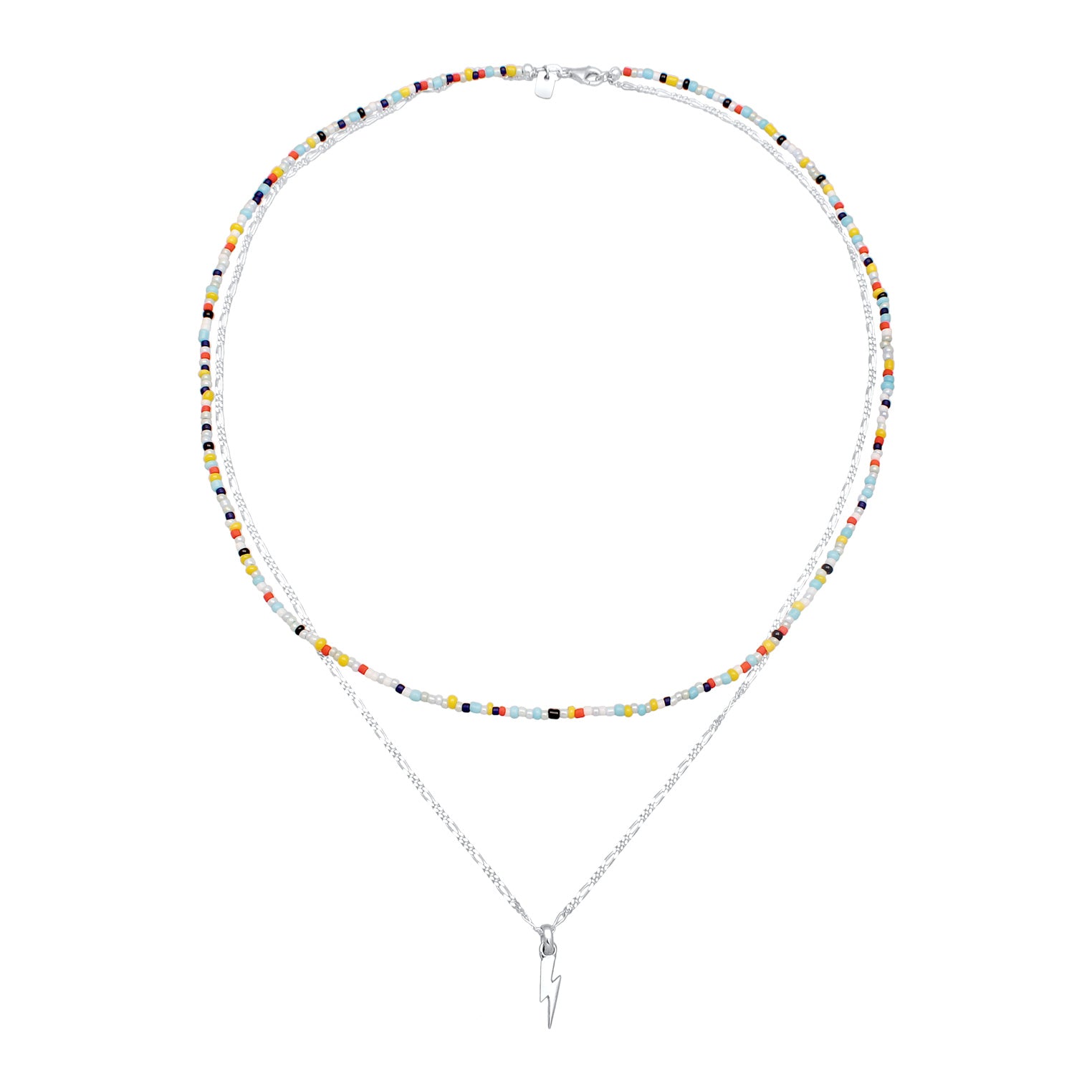 Zweifarbig - KUZZOI | Layer-Halskette Blitz Beads | 925er Sterling Silber