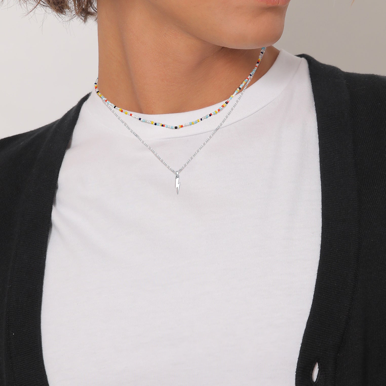 Zweifarbig - KUZZOI | Layer-Halskette Blitz Beads | 925er Sterling Silber