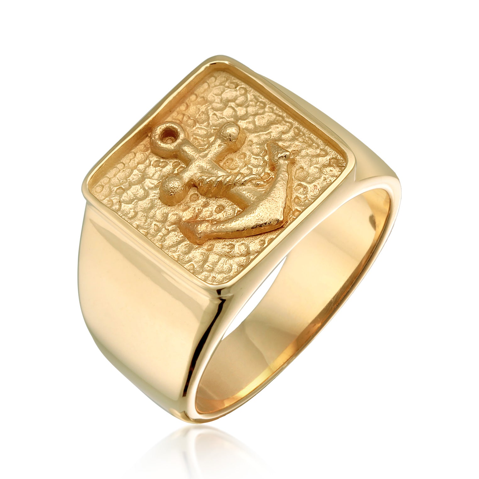 Gold - KUZZOI | Siegelring Anker | 925er Sterling Silber Vergoldet
