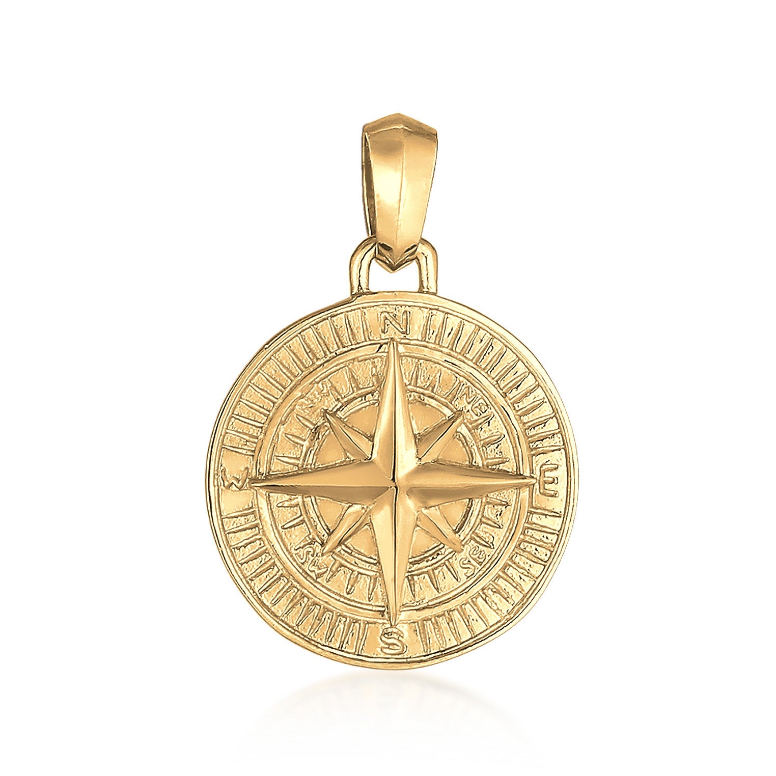 Gold - KUZZOI | Anhänger Kompass | 925er Sterling Silber Vergoldet