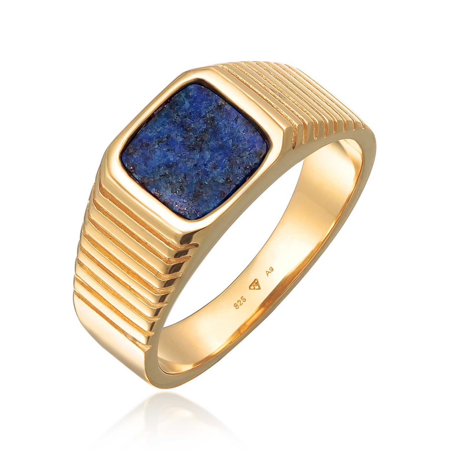 Gold - KUZZOI | Siegelring Quadrat | Sodalith (Blau) | 925er Sterling Silber Vergoldet