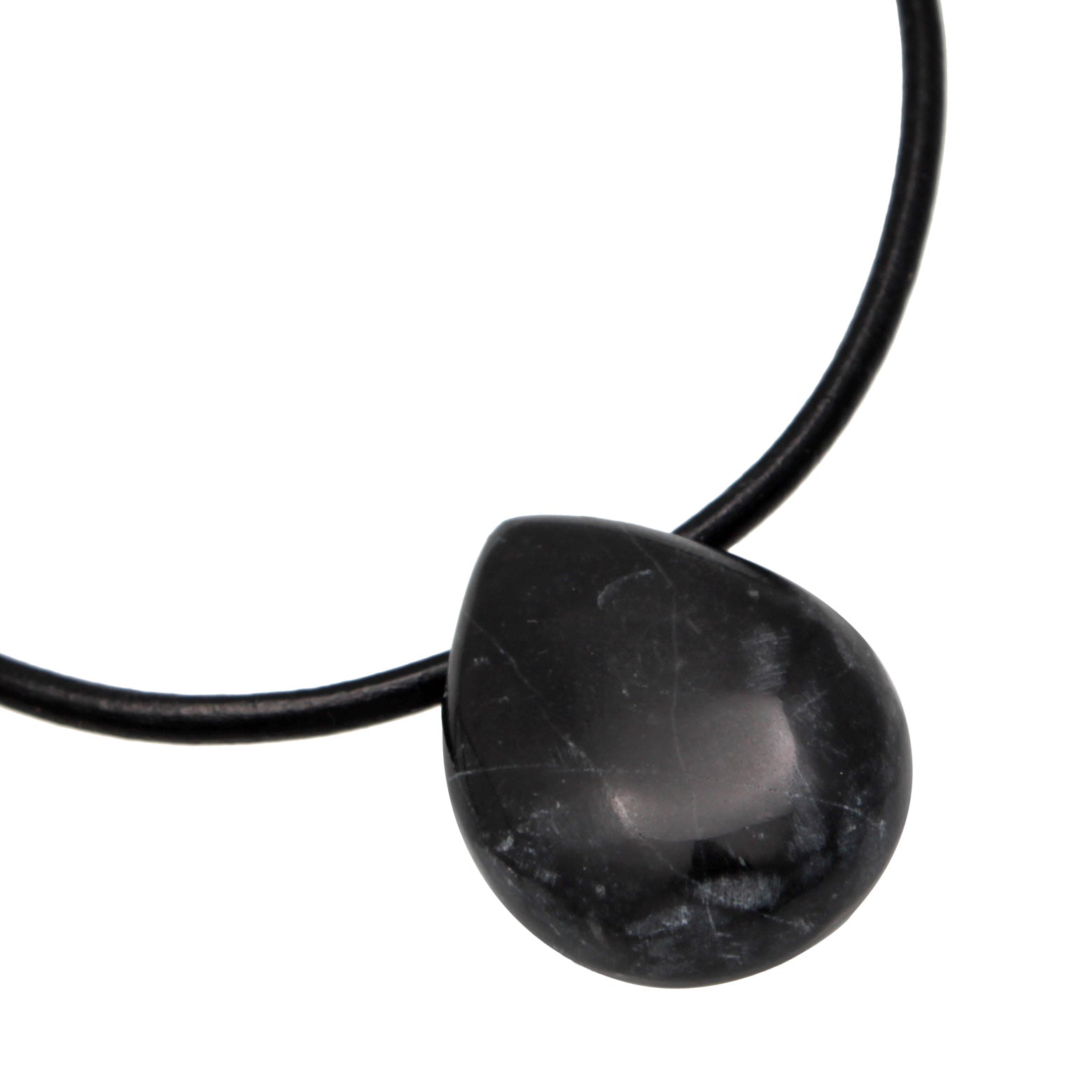 Schwarz - KUZZOI | Choker Tropfen | Satin, Onyx (Schwarz) | 925er Sterling Silber