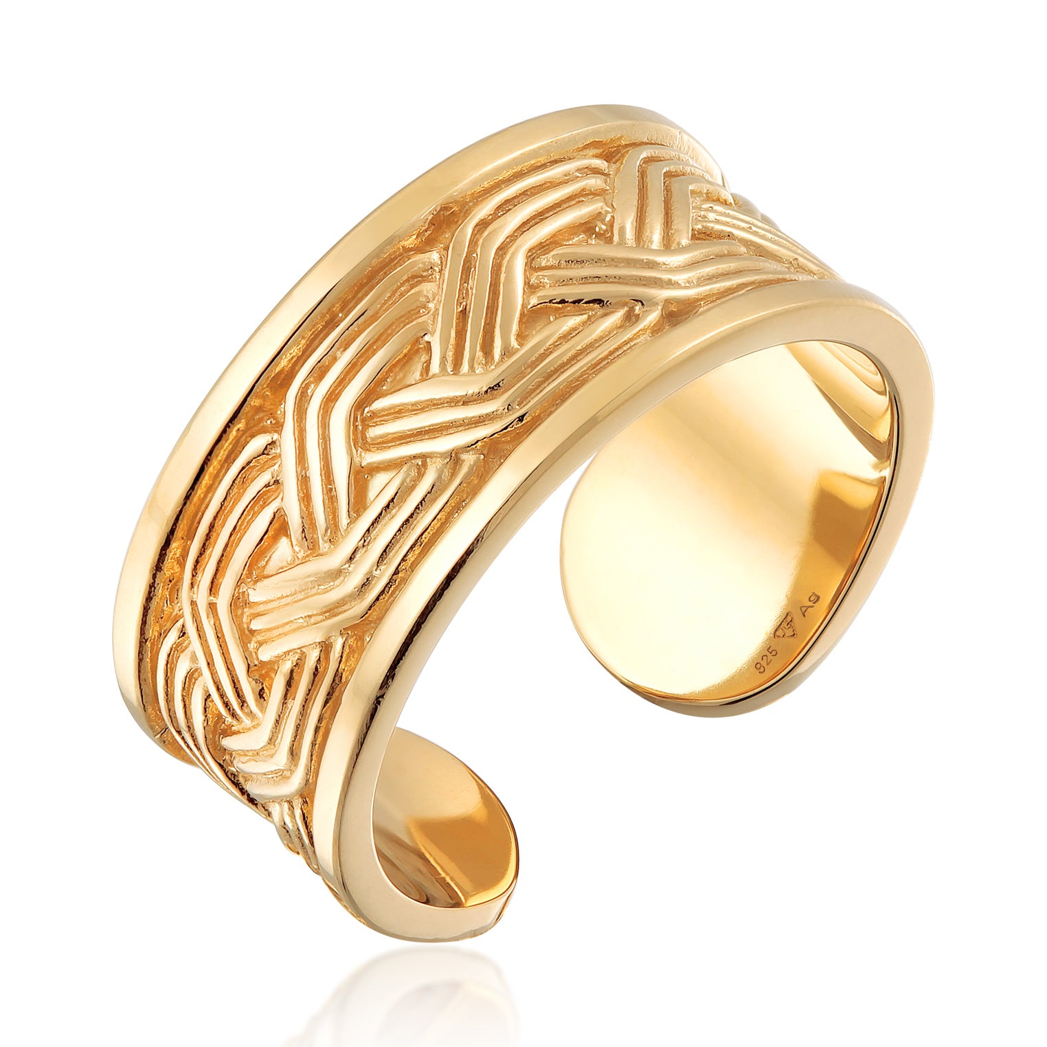 Gold - KUZZOI | Ring Ornament Offen | 925er Sterling Silber Vergoldet