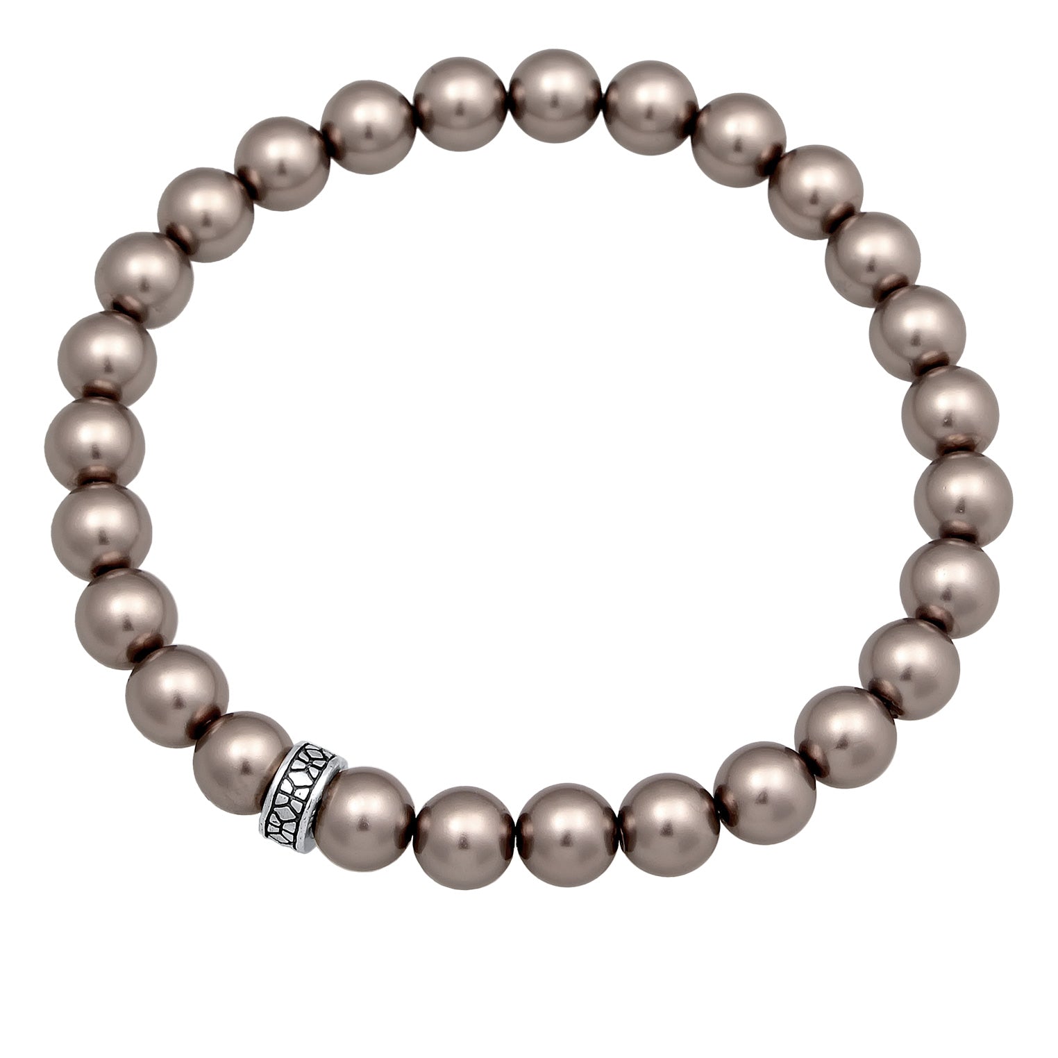 Silber - KUZZOI | Armband Beads Elegant | Glasperlen (Grau) | 925er Sterling Silber
